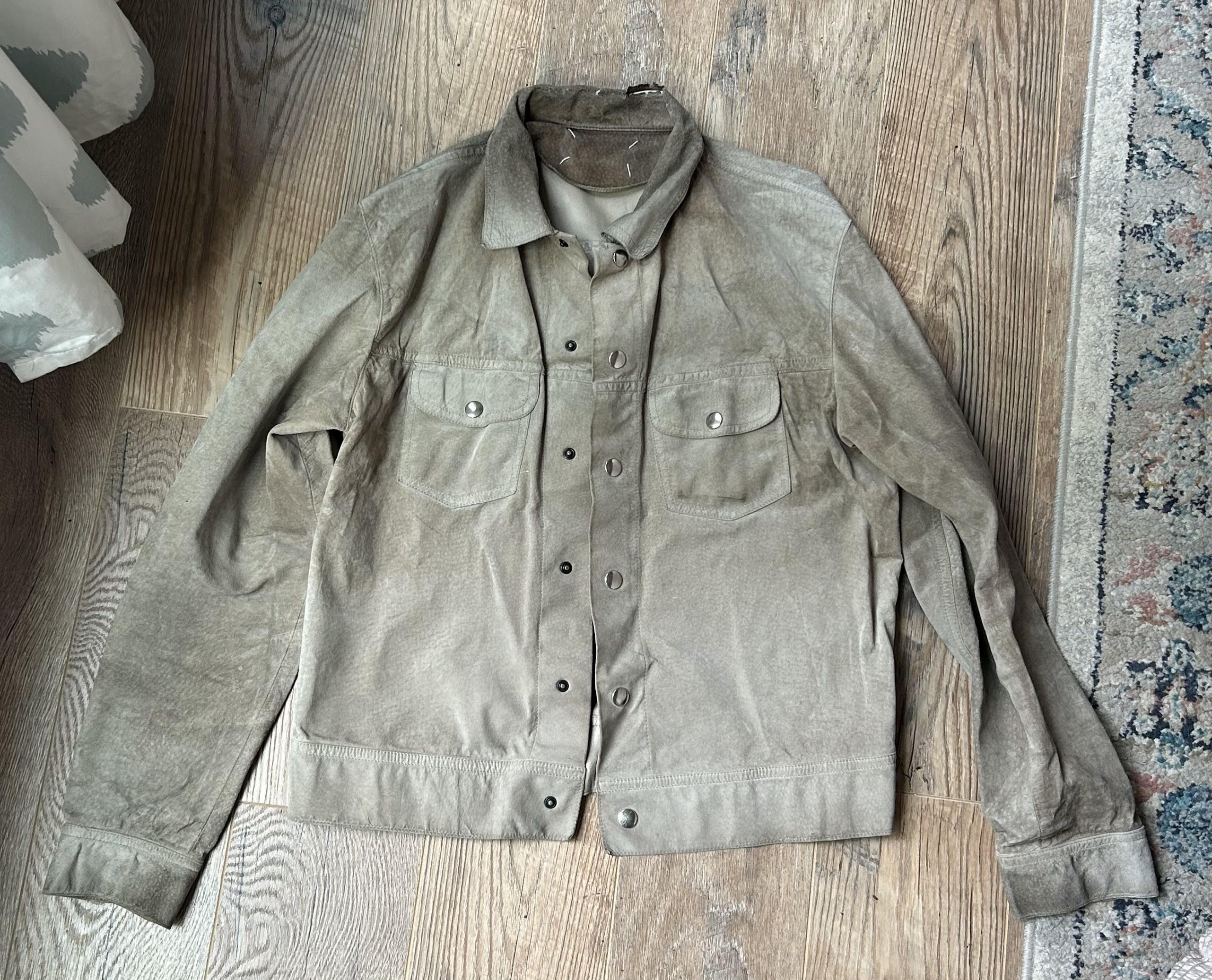 image of Maison Margiela Pig Suede Leather Jacket in Beige, Men's (Size Medium)