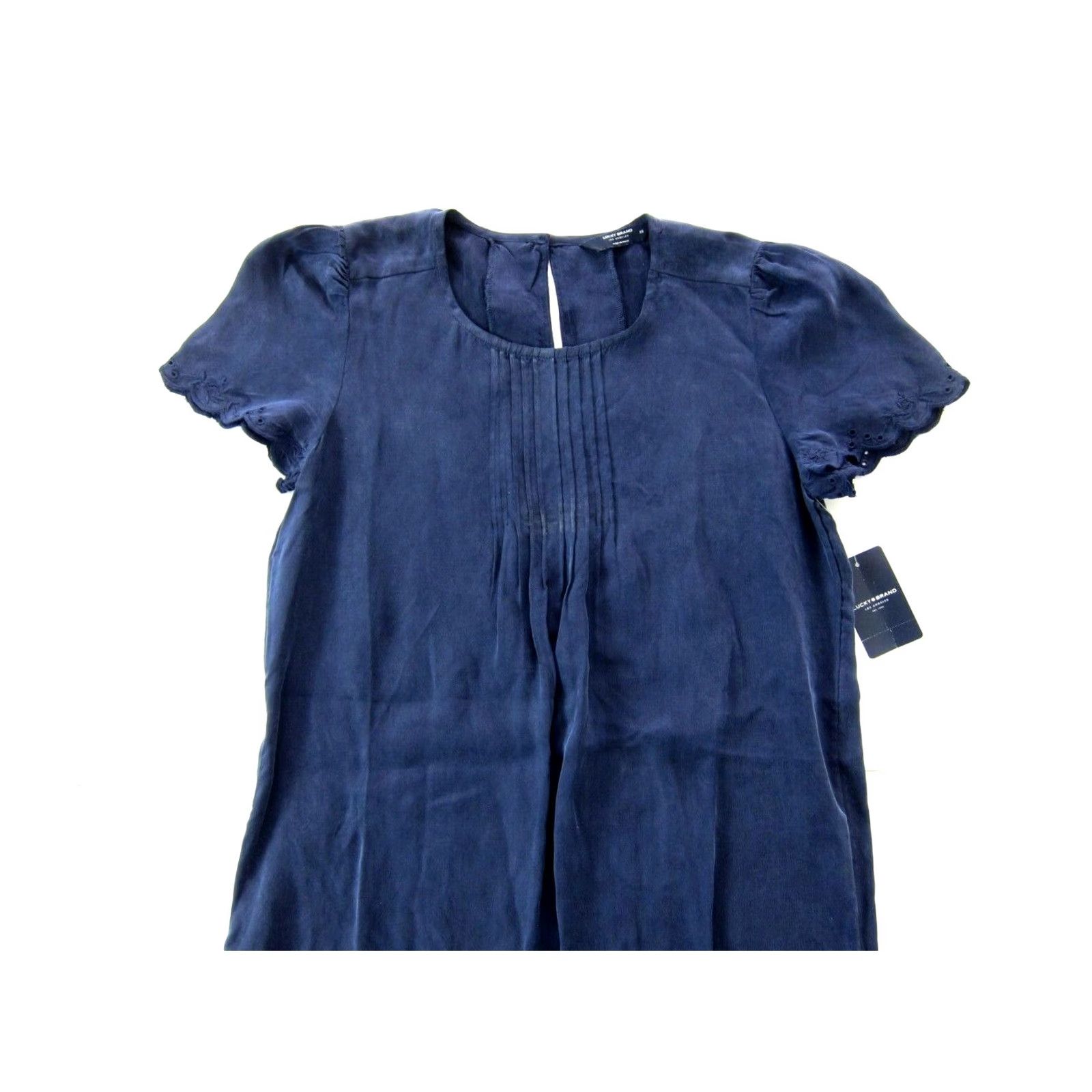 Lucky Brand NWT Lucky Brand Navy Blue 100% Rayon Short Sleeve Tunic Sheath Dress XS Size 26" / US 2 / IT 38 - 5 Thumbnail