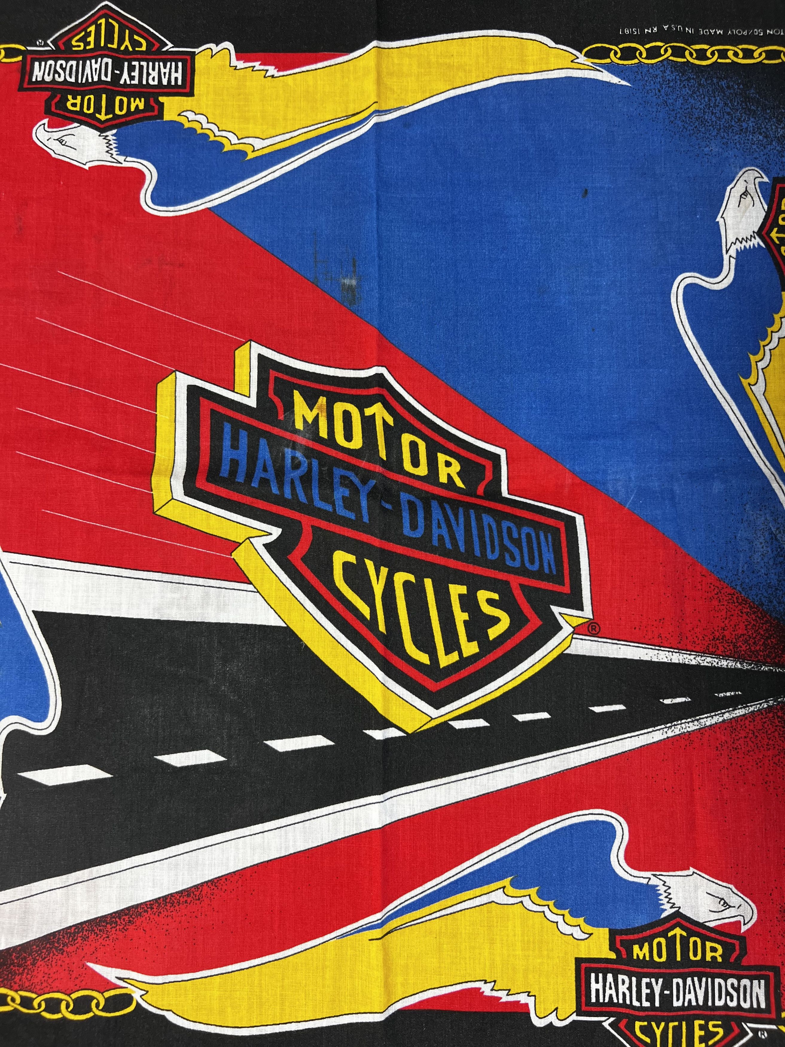 Harley Davidson × Vintage Vintage 1980's Harley Davidson USA Road Eagle Logo Bandana Size ONE SIZE - 2 Thumbnail