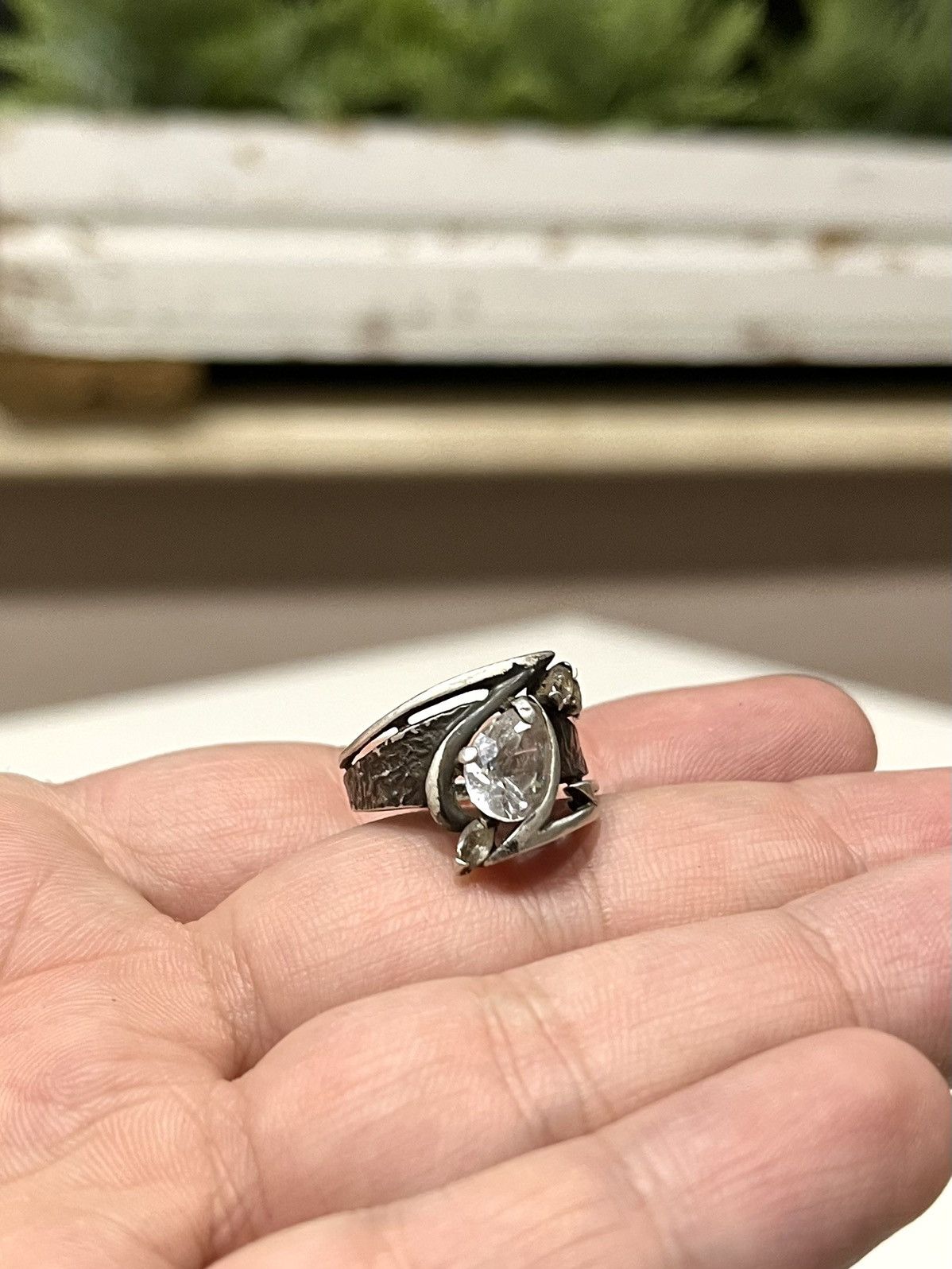 Vintage ★0% TAX★ Y2K 7US 925 STERLING SILVER FIANIT RING CHROME Size ONE SIZE - 1 Thumbnail