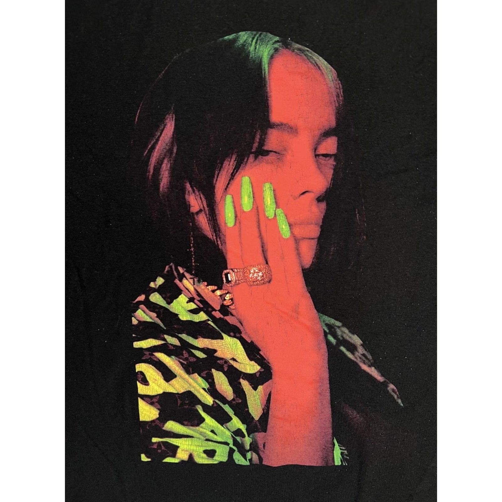 Vintage Billie Eilish Stay Home Tour T-Shirt M Regular Men Short Sleeve Crew Neck Black Cotton Double-Sided Graphic Print Concert Merch 2020s Size US M / EU 48-50 / 2 - 2 Thumbnail