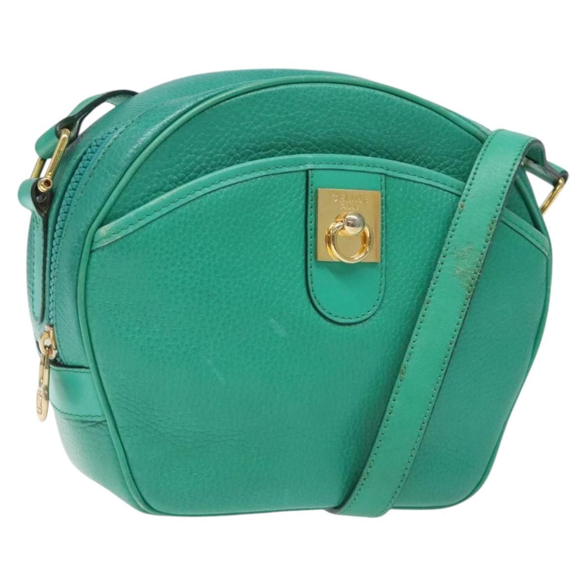 Celine CELINE Shoulder Bag Leather Green Gold Size ONE SIZE - 1 Thumbnail