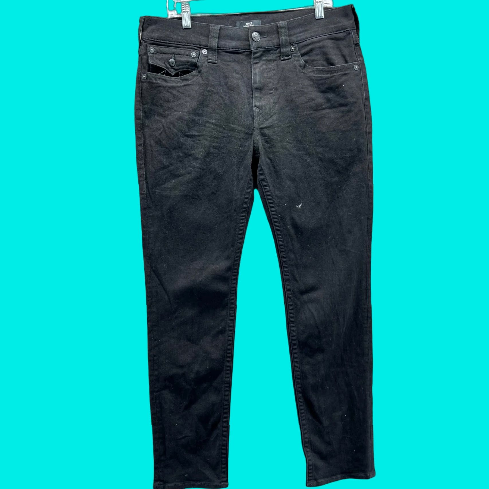 True Religion TRUE RELIGION Jeans Men 33 Black Rocco Relaxed Skinny Denim Stretch Casual Pants Size US 36 / EU 52 - 1 Thumbnail