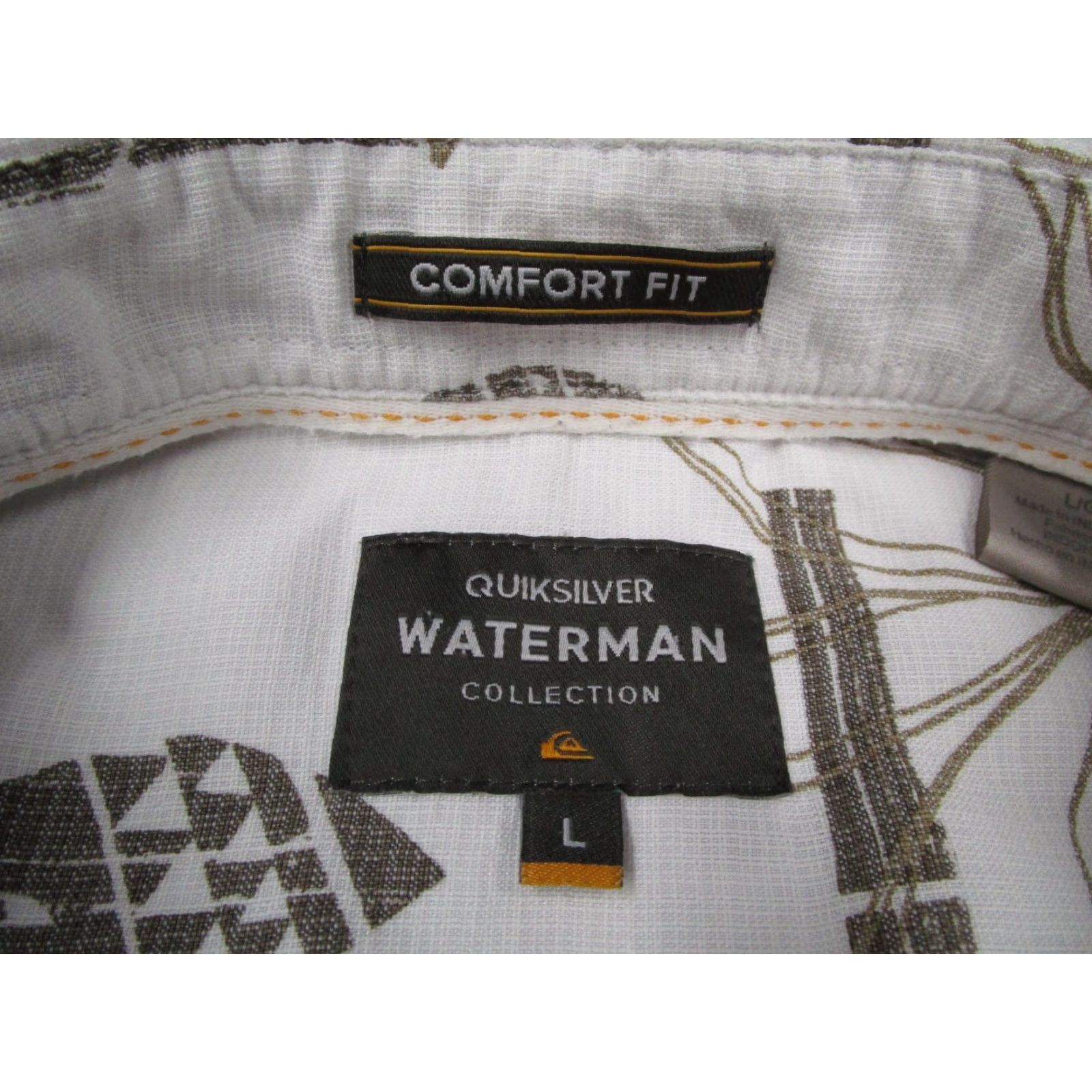 Quiksilver Quiksilver Waterman Shirt Mens Large White Comfort Fit Button Up Hawaiian Surf Shirt Size US L / EU 52-54 / 3 - 3 Thumbnail
