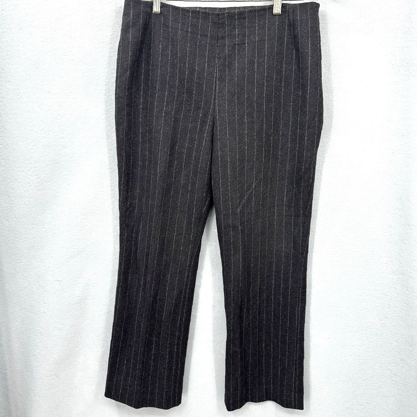 Akris AKRIS Pants Womens 12 Wool Pinstripe Side Zip Quiet Luxury for Bergdorf Goodman Size 34" / US 12 / IT 48 - 2 Thumbnail