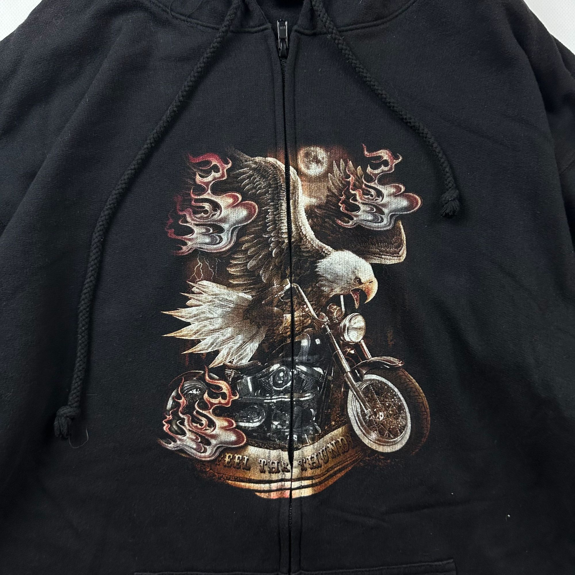 Vintage Wild Vintage Black Zip Hoodie Full-Back Eagle Motorcycle Pri Size US XL / EU 56 / 4 - 3 Thumbnail