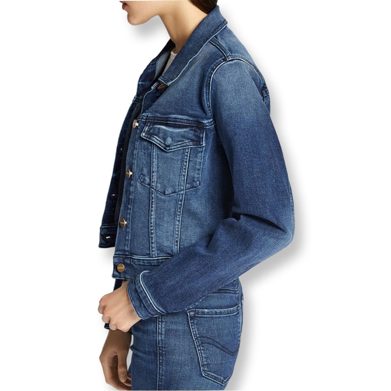 Loft Loft Classic Denim Trucker Jacket Indigo Wash Size S / US 4 / IT 40 - 7 Thumbnail