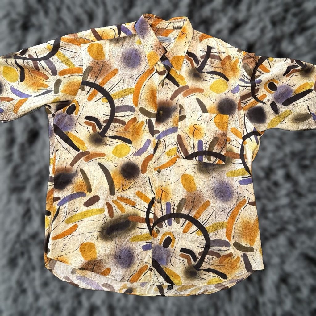Vintage VINTAGE Bullock & Jones Mens Button-Up Short Sleeve Large Art Print Design Shirt Size US L / EU 52-54 / 3 - 1 Thumbnail
