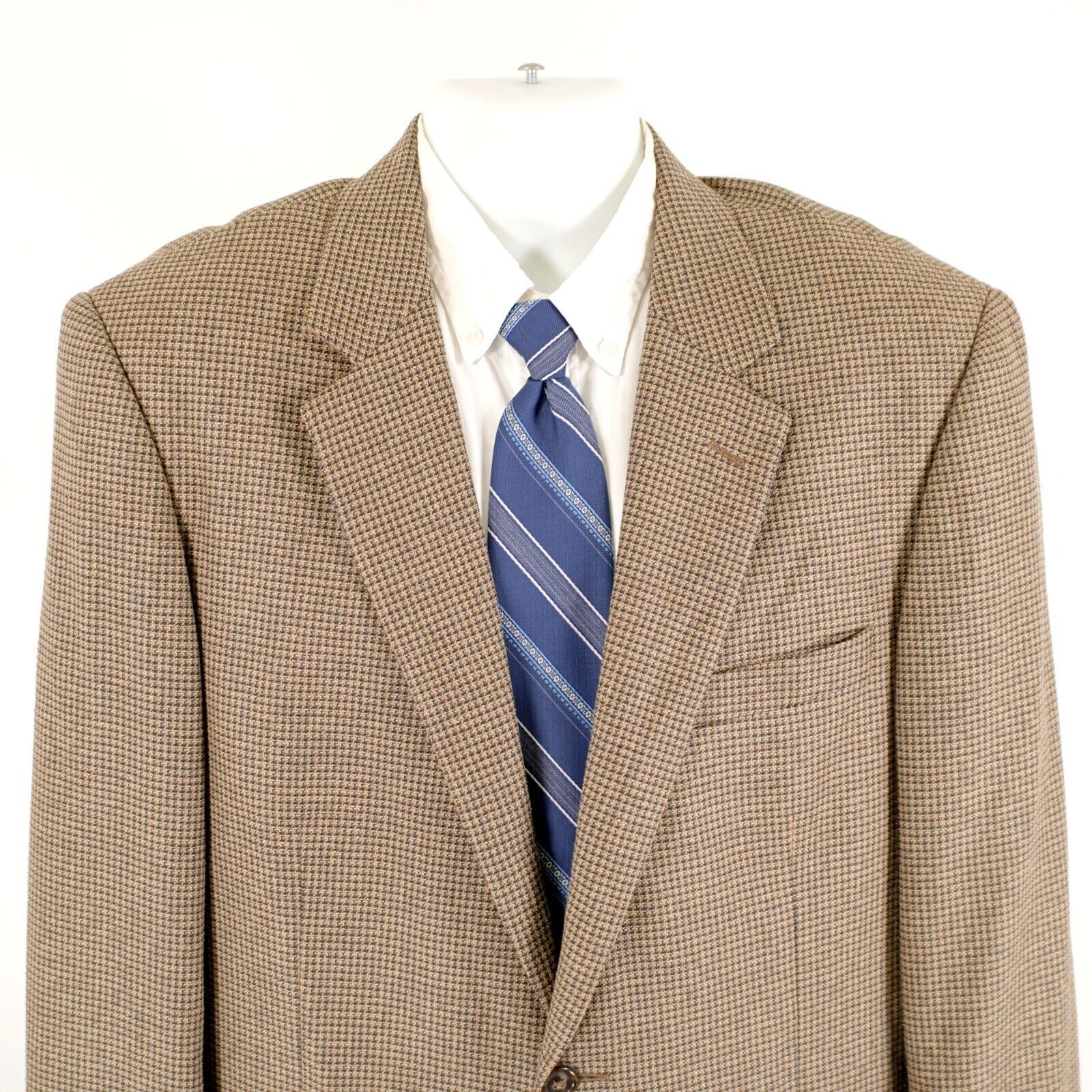 Jos. A. Bank Jos A Bank Wool Silk Blue Brown Tan Check Sport Coat 42L 2 B Size 42L - 1 Thumbnail