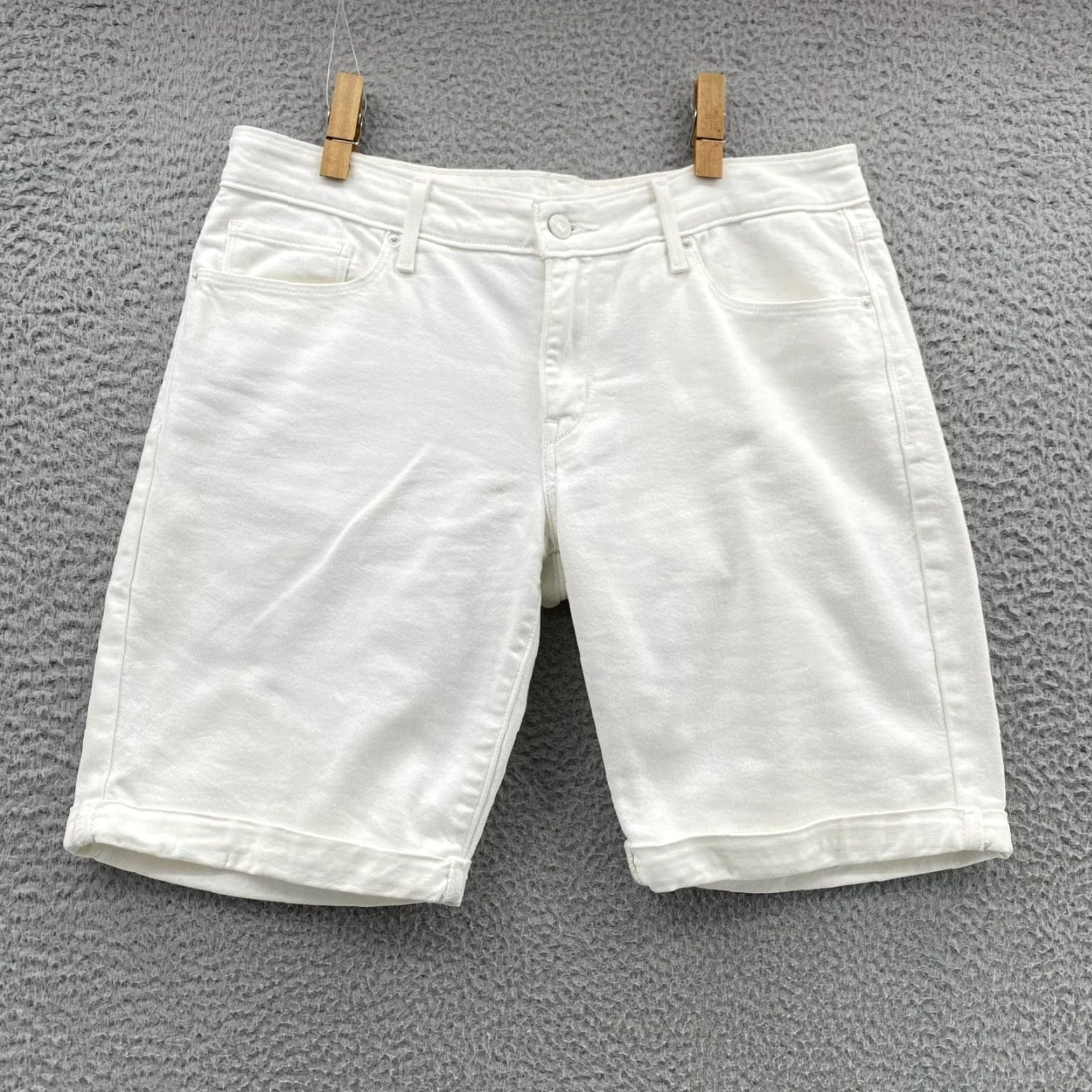 Levi's Levi's SilverTab Jean Shorts White Denim Zip 29 Adult High Rise 5-Pocket Women's 90s Grunge Modern Size 29" - 2 Thumbnail