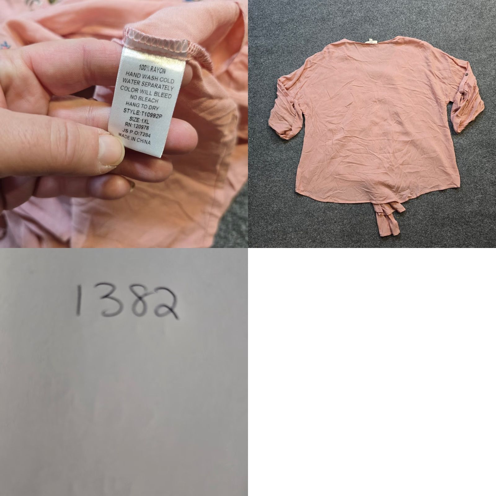 Pinko Entro Blouse Shirt Womens 1X Pink Floral Embroidered Tie Waist Boho Cottage Fall Spring Winter Casual Basic V-Neck 3/4 Sleeve Roll Tab Sleeve Pullover Size XL / US 12-14 / IT 48-50 - 8 Thumbnail