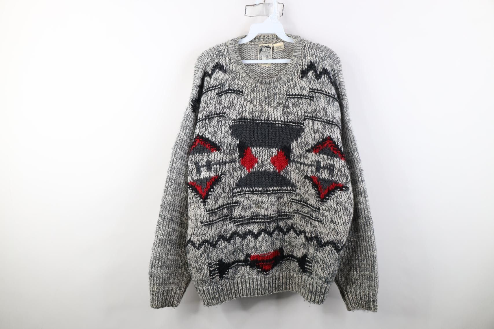 Vintage Vintage 90s Streetwear Geometric Chunky Knit Sweater Size US M / EU 48-50 / 2 - 1 Thumbnail