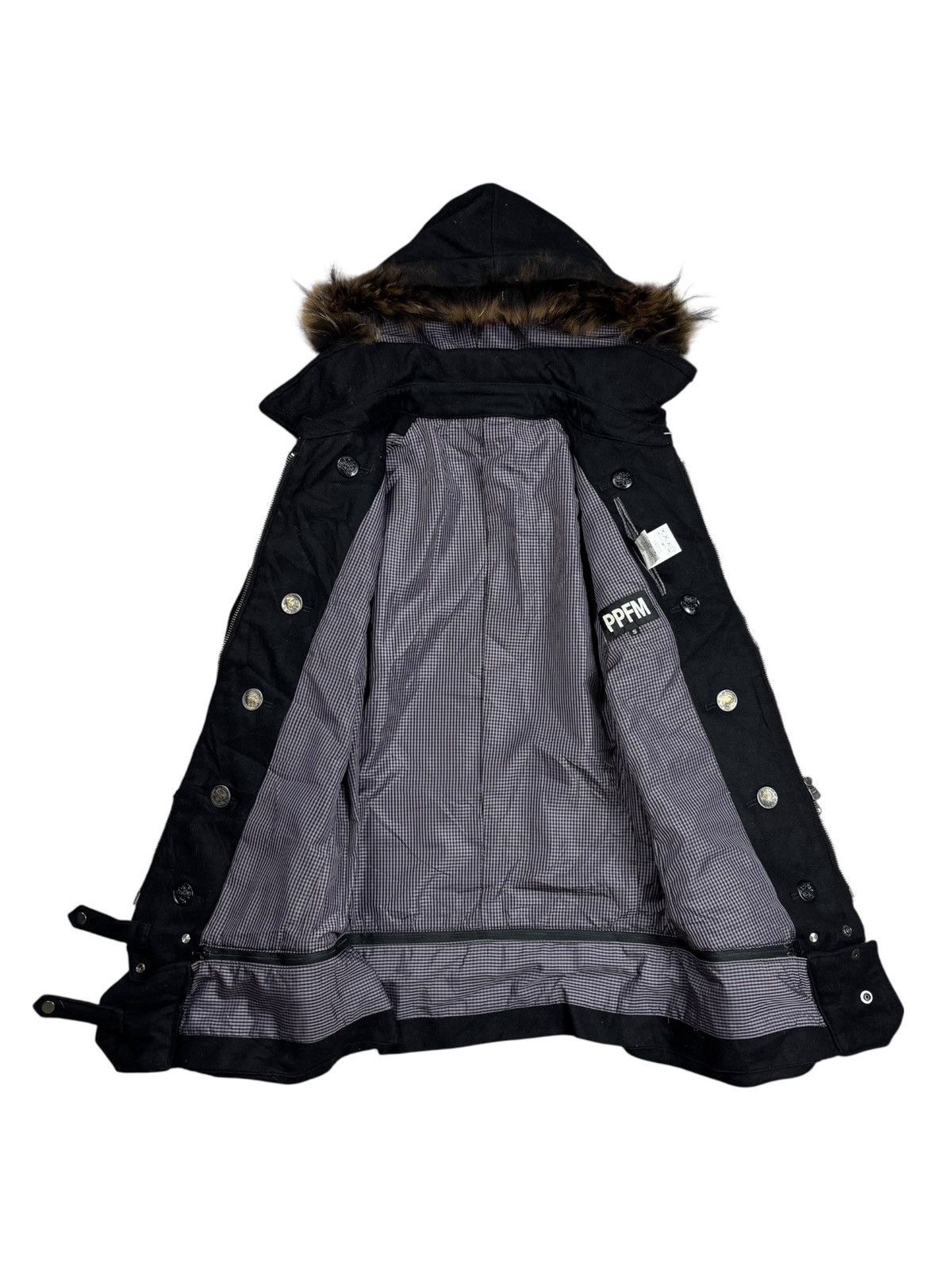 14th Addiction 2000s PPFM - Fur Hoodie Waist Pocket Napoleon Jacket Size US S / EU 44-46 / 1 - 3 Thumbnail