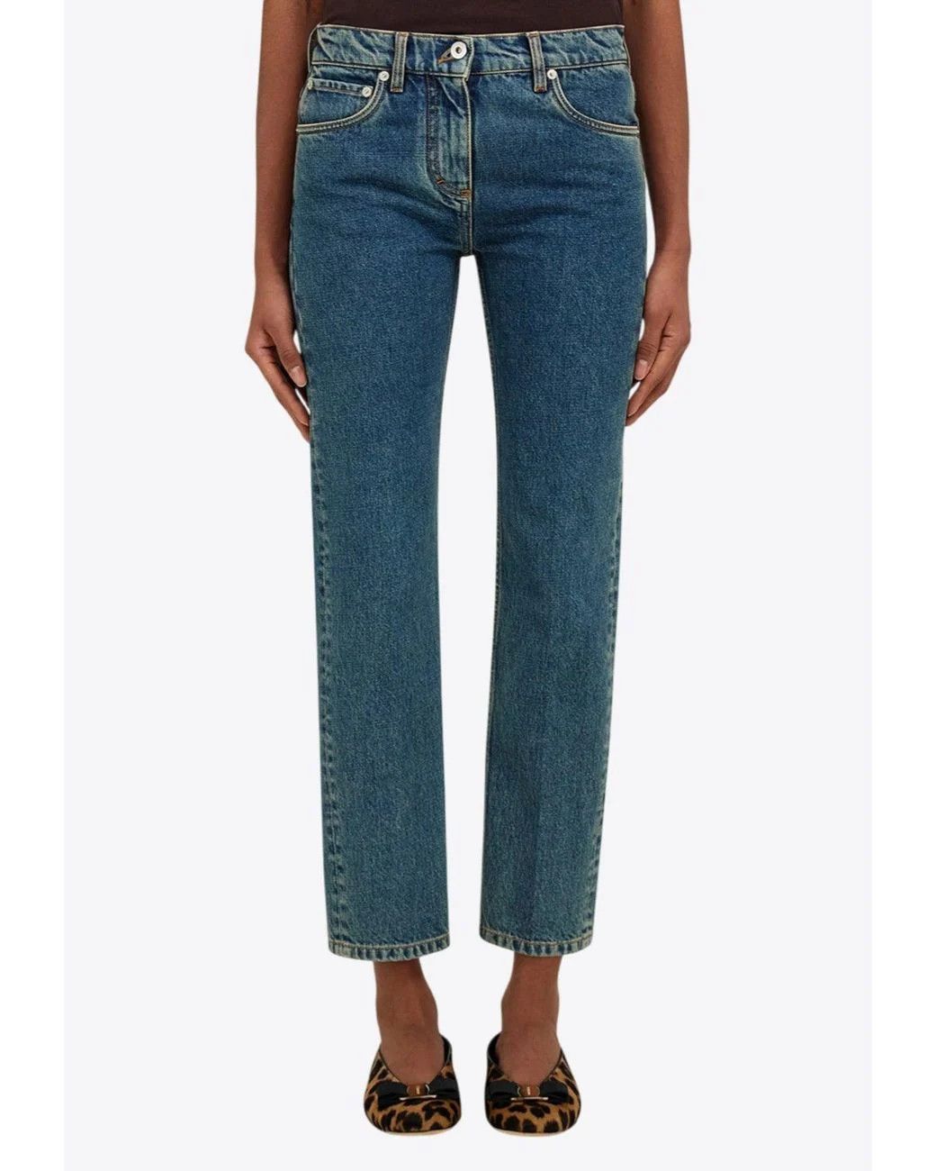 Salvatore Ferragamo o1s1rm0526 Logo Patch Slim Jeans in Blue Size 28" / US 6 / IT 42 - 2 Thumbnail