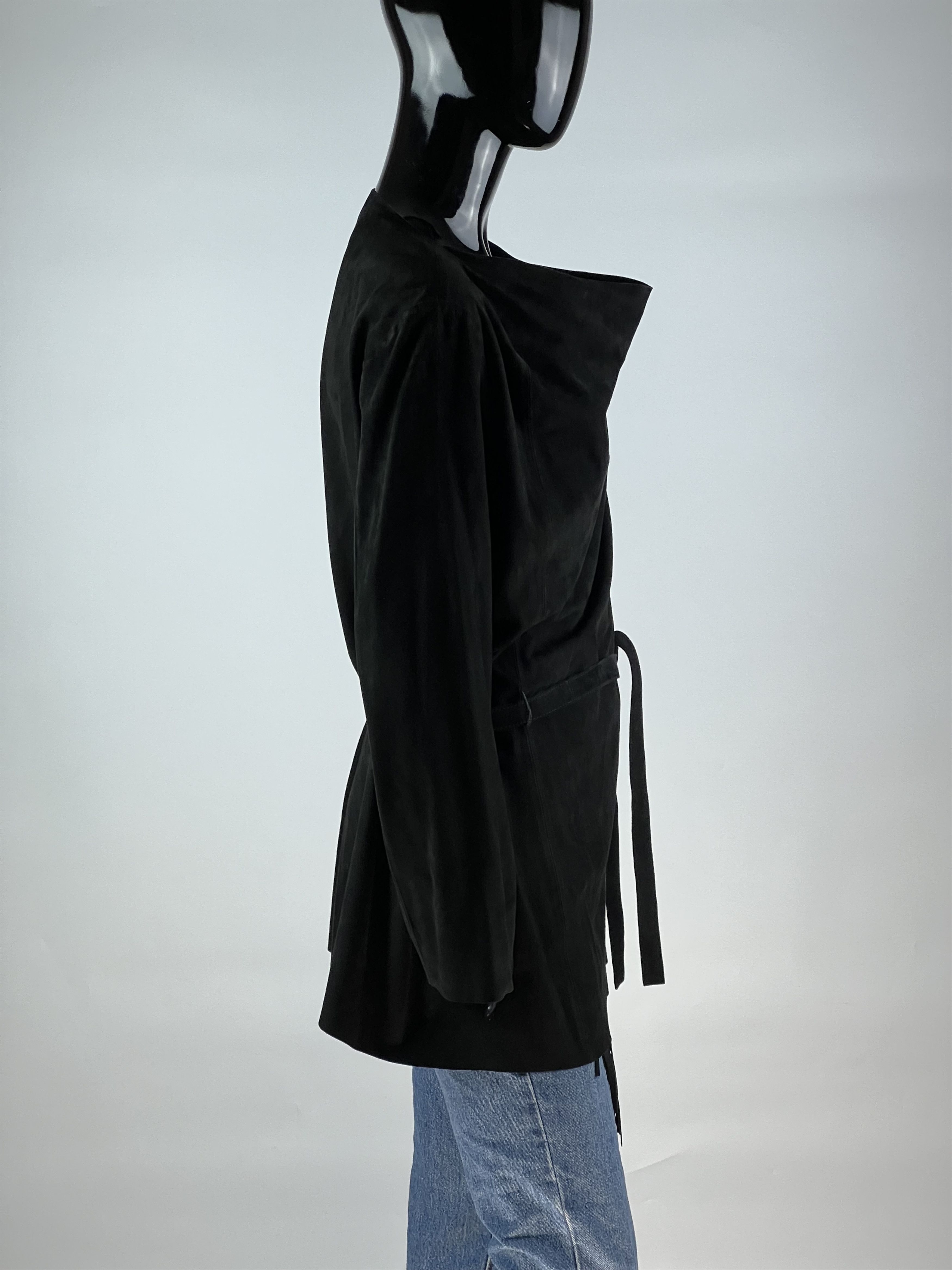 Other Uterque Black Suede Fringers Belted Jacket Size L Size L / US 10 / IT 46 - 2 Thumbnail