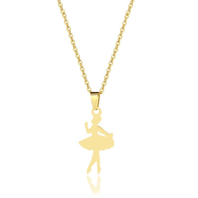 Other Dainty Ballerina Necklace Earrings Set Gold Plated SS Size ONE SIZE - 4 Thumbnail