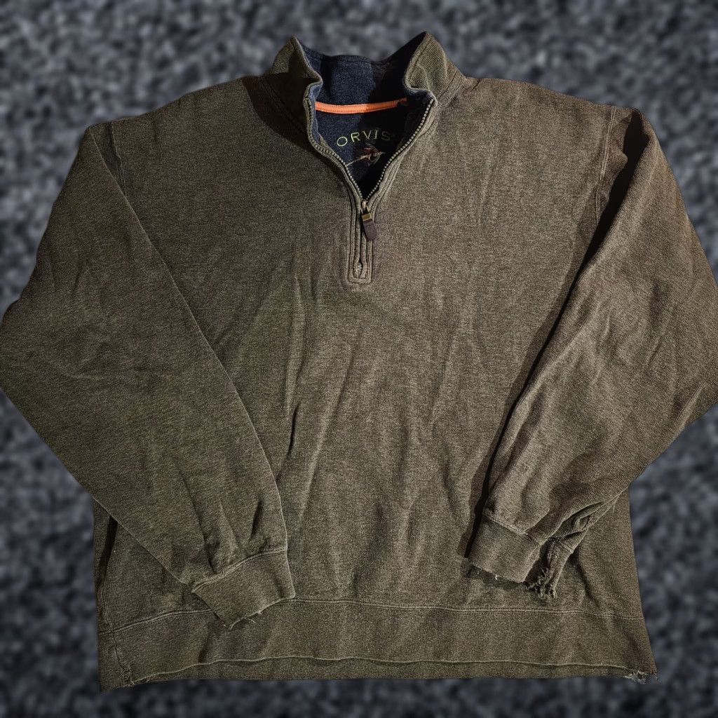 Orvis VINTAGE Orvis Classic 1/4 Zip 100% Cotton Mock Neck Pullover Mens 2XL Distressed Shirt Size US XXL / EU 58 / 5 - 1 Thumbnail