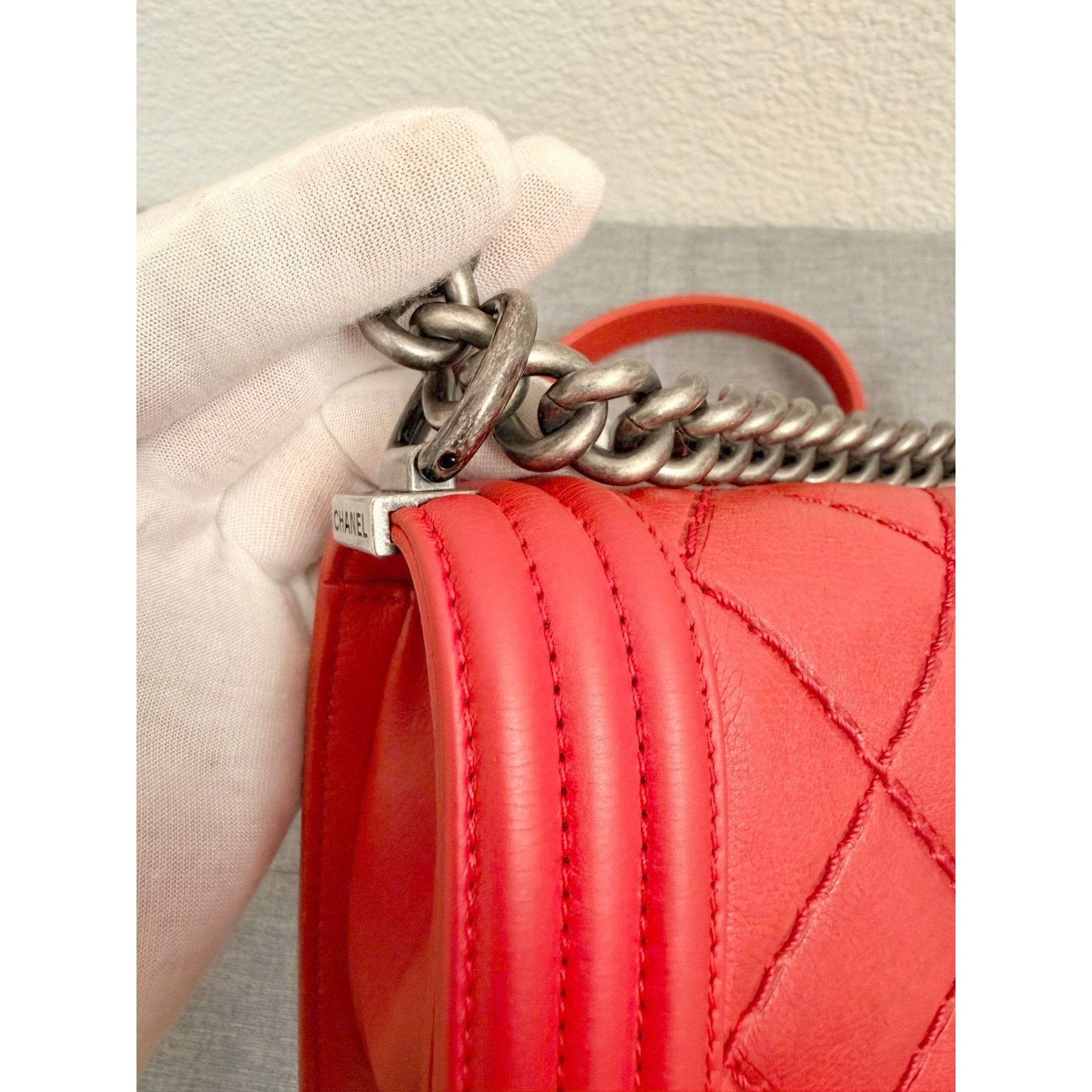 Chanel Chanel Boy Bag Small Quilted Lambskin Leather Chain Shoulder Size ONE SIZE - 10 Thumbnail