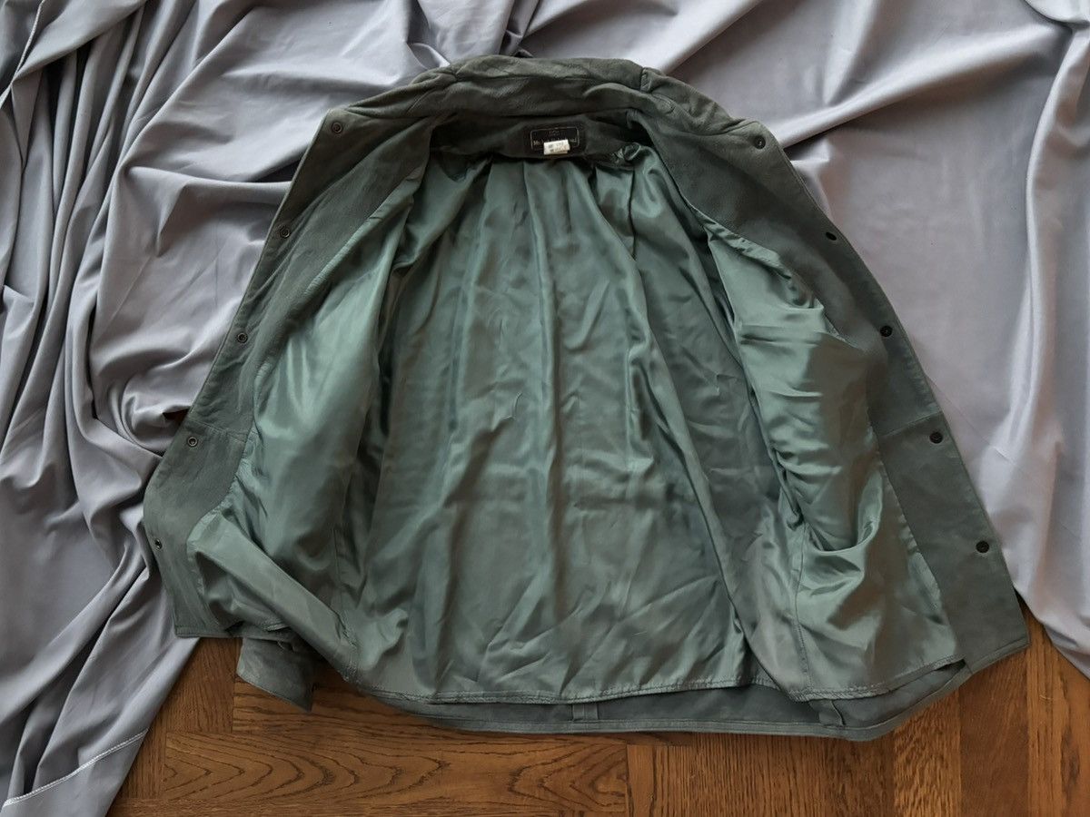Vintage 1970s Suede Coat Vintage Sage Green Cropped Jacket Pleat 70s Size M / US 6-8 / IT 42-44 - 4 Thumbnail