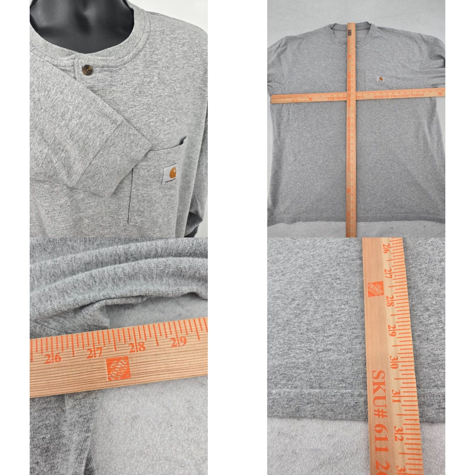 Carhartt Carhartt Henley T-Shirt 2XL Gray Long Sleeve Men XXL Gray Logo Knit Cotton Polyester Shirt Casual Vintage: No, Indoor/Outdoors? Size US XXL / EU 58 / 5 - 8 Thumbnail