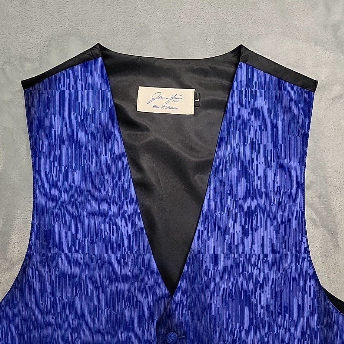 Vintage VINTAGE Jean Yves Vest Mens Large Blue Textured Formal Eveningwear Made USA Size 42R - 3 Thumbnail