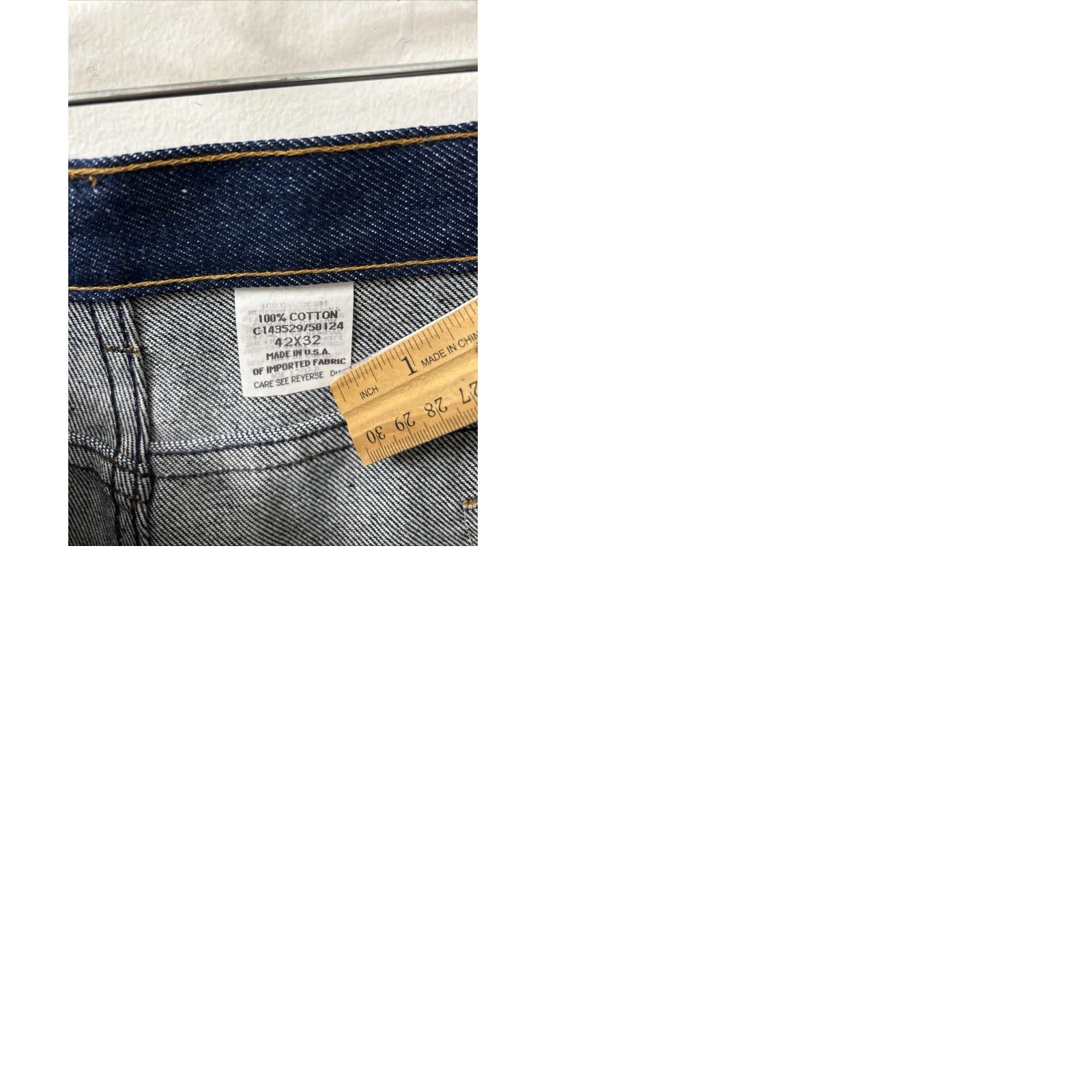 Vintage VTG Roebucks Jeans Mens 42x32 Dark Blue Made In USA Boot Cut NWT Denim 5-Pocket Logo USA 42 Mens Blue Jeans Size US 42 / EU 58 - 9 Thumbnail