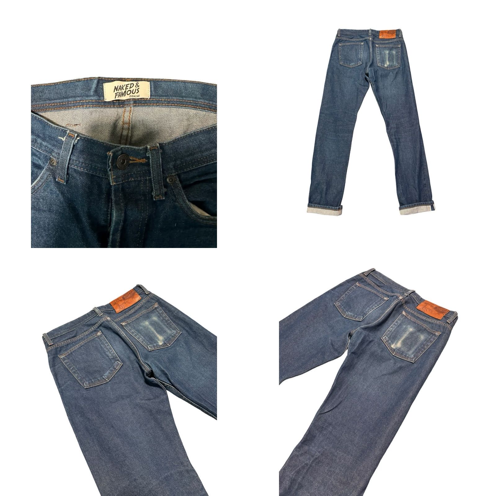 Vintage Naked & Famous Denim Weird Guy Natural Indigo Selvedge Jeans 32X33 Size US 32 / EU 48 - 8 Thumbnail