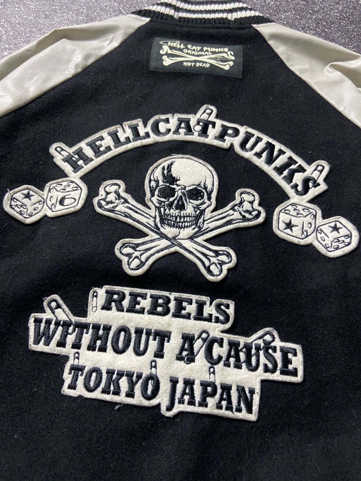 Japanese Brand Hell cat punk leather wool varsity jacket Size US S / EU 44-46 / 1 - 12 Thumbnail