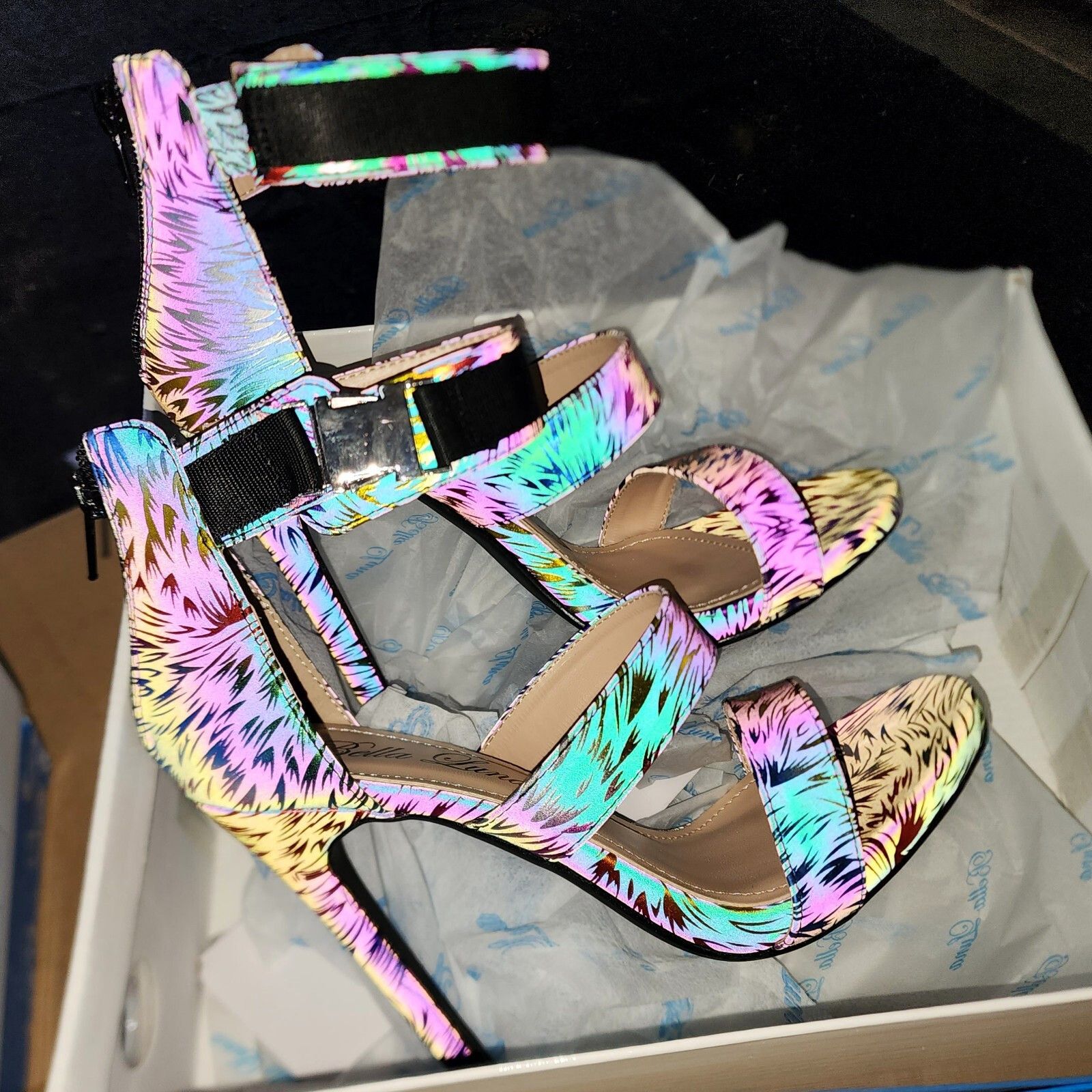Other Festive Colorful Metallic Reflective Triple Strap Mini Platf Size US 7.5 / IT 37.5 - 9 Thumbnail