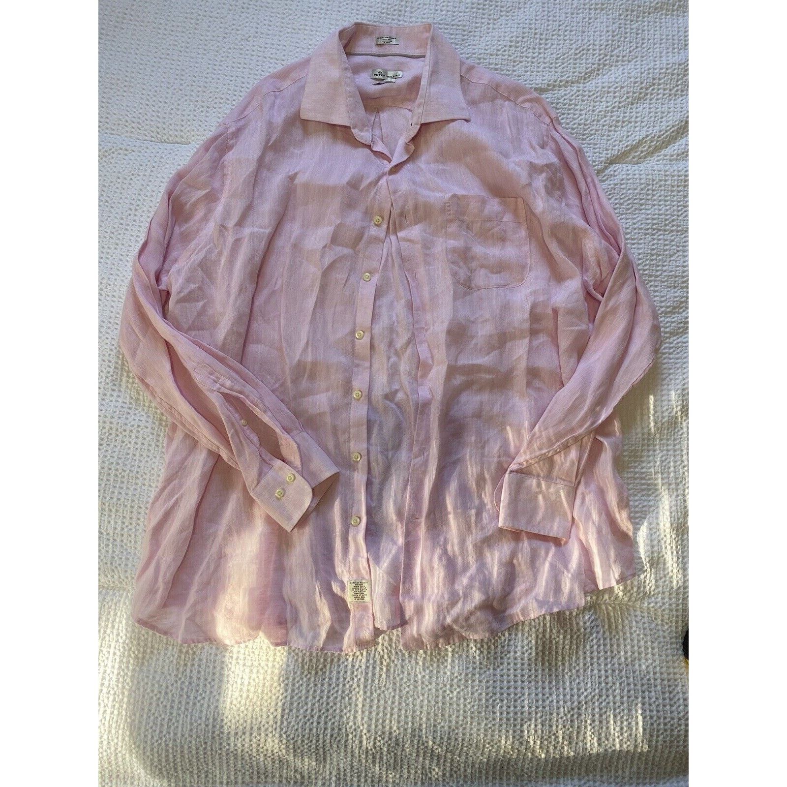 Peter Millar Peter Millar Shirt Mens Pink Linen Button Up Long Sleeve XXL Size US XXL / EU 58 / 5 - 1 Thumbnail
