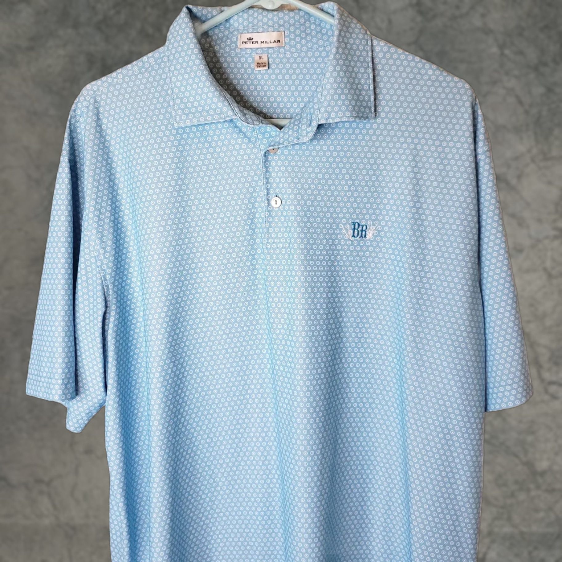 Peter Millar Peter Millar Crown Crafted Geometric Print Golf Polo Men's XL Blue S. S. Shirt Size US XL / EU 56 / 4 - 1 Thumbnail
