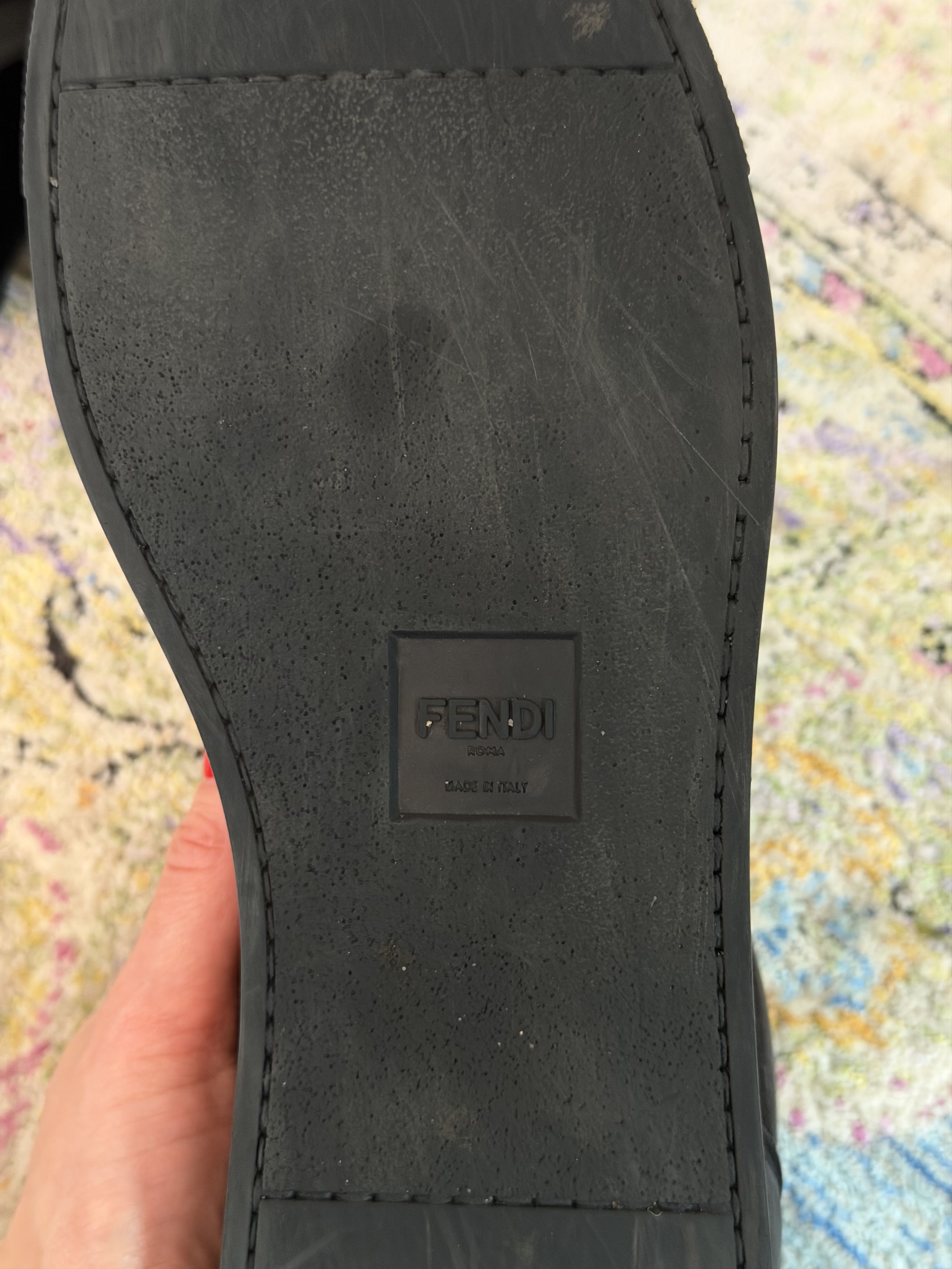 Fendi Fendi Black Leather and Fabric Monster Eye Mid Top Sneakers Size US 10 / EU 43 - 10 Thumbnail