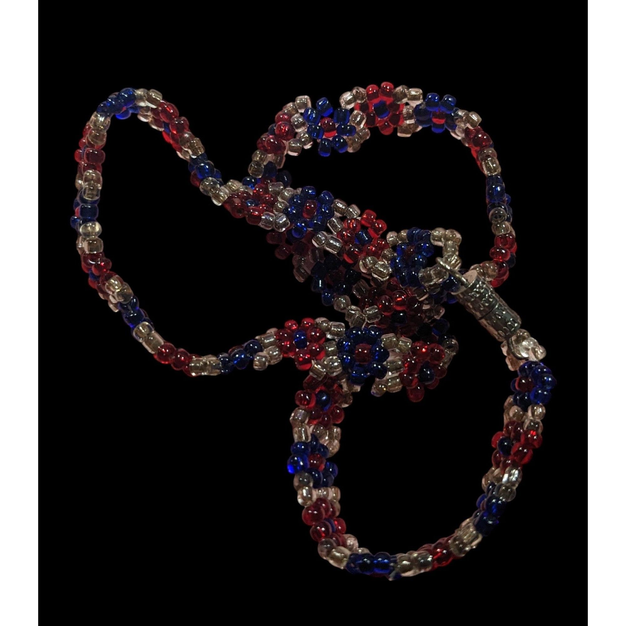Other Handmade Floral Red And Blue Glass Beaded Choker Size ONE SIZE - 4 Thumbnail