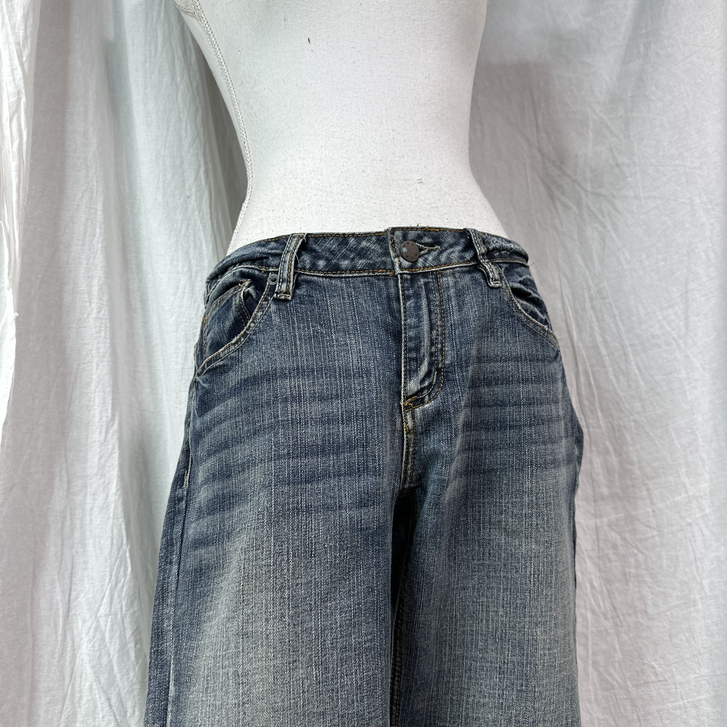 Vintage Vintage Denim Washed Straight Wide Leg Jeans Y2K Size 27" / US 4 / IT 40 - 2 Thumbnail