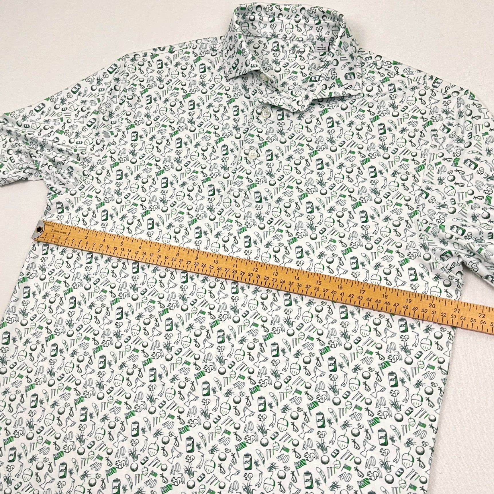 Vintage Full Turn Polo Shirt Mens S White Green AOP All Over Oakmont Golf Performance Polo Size US S / EU 44-46 / 1 - 5 Thumbnail