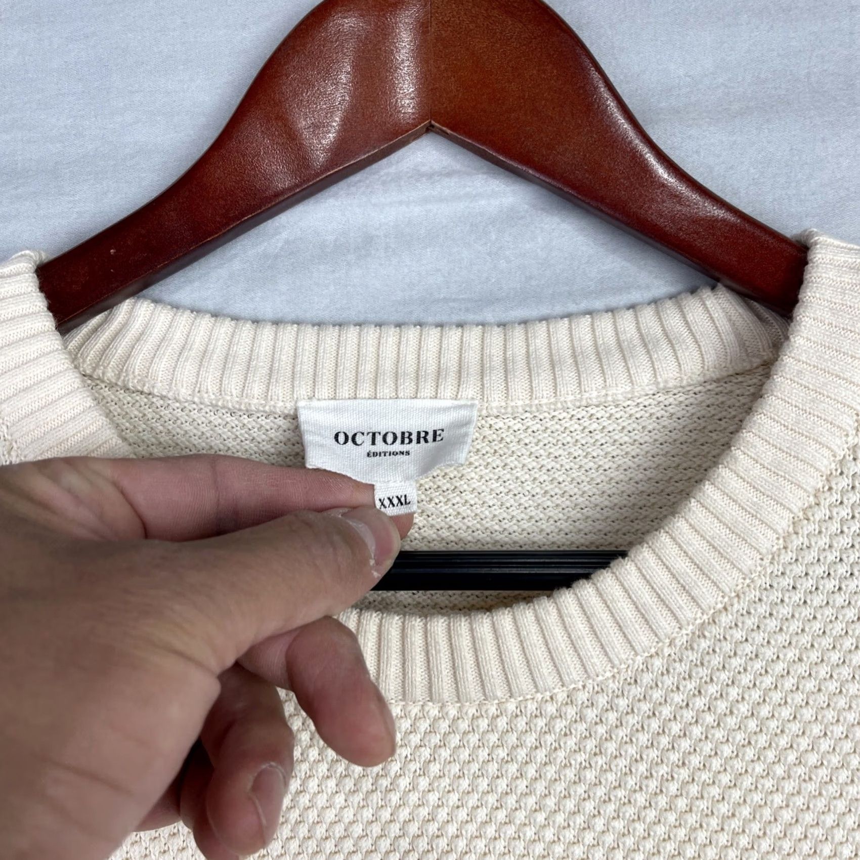 Vintage Octobre Editions Sweater Mens 3XL Beige Chuck Honeycomb Waffle Knit Sweatshirt Š Size US XXL / EU 58 / 5 - 6 Thumbnail