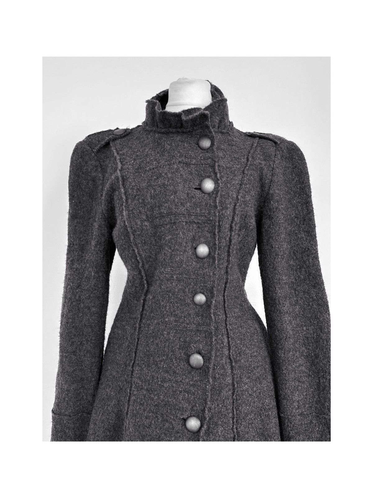 Vintage Avant-Garde Black & Grey Asymmetric Coat Size S / US 4 / IT 40 - 4 Thumbnail