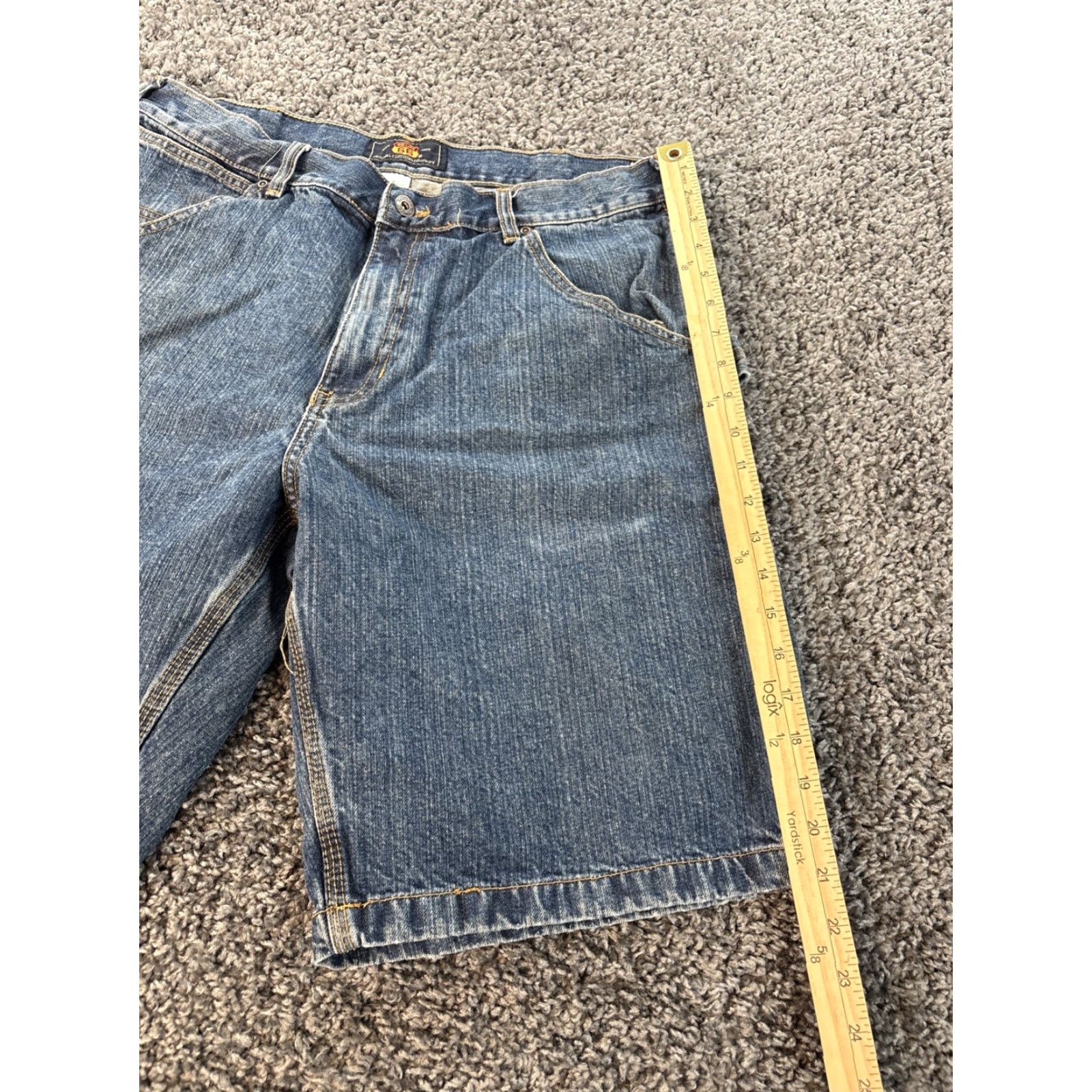 Gap VINTAGE Route 66 Carpenter Shorts Mens 36 Med Wash Baggy Belt Loop Wide Y2K Denim Blue 90s Grunge Belted Mens Size US 36 / EU 52 - 3 Thumbnail