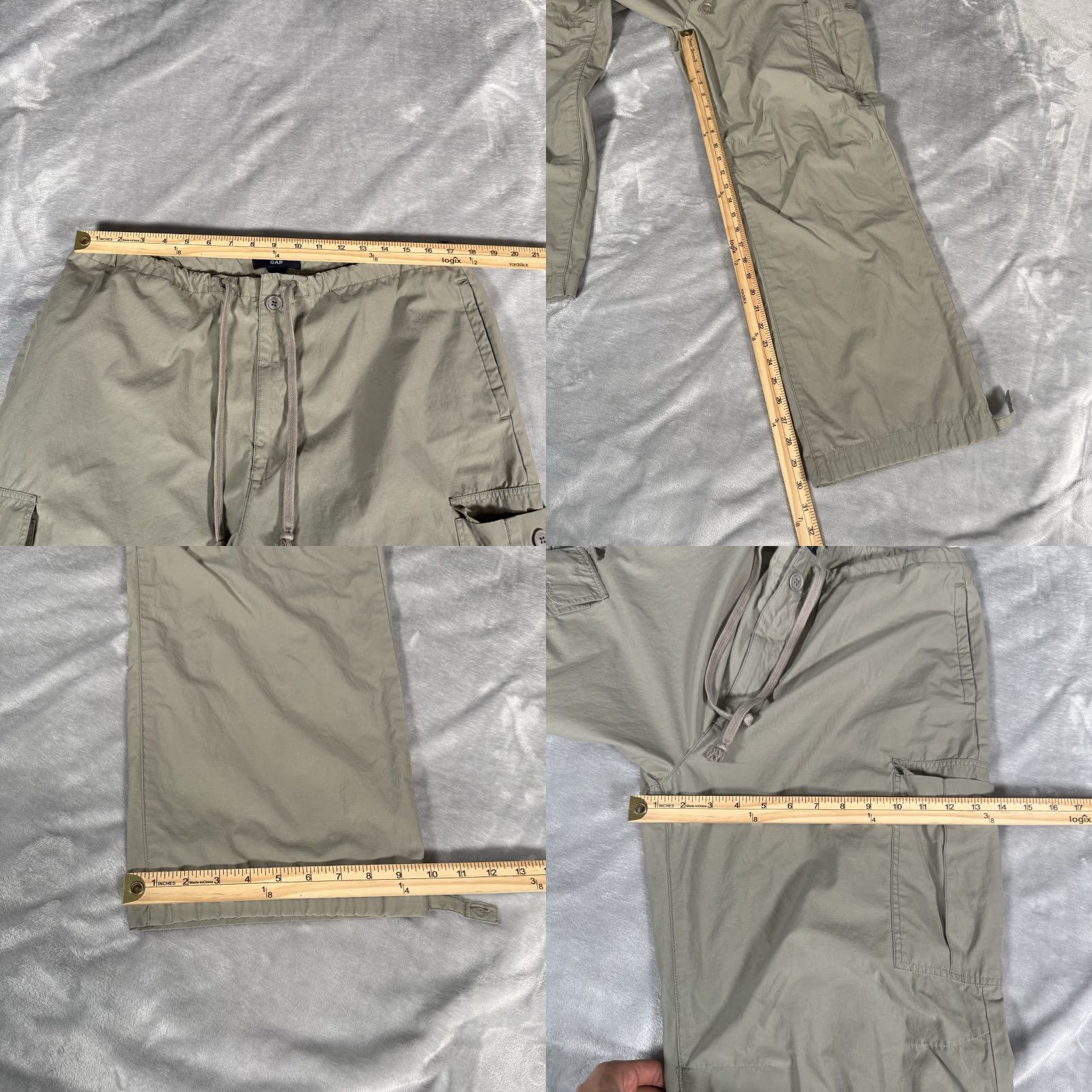 Gap VINTAGE Gap Cargo Pants Mens L 31” Gray/Green Baggy Paratrooper Army Canvas Cotton Straight Relaxed Pants Mens Size US 33 - 9 Thumbnail
