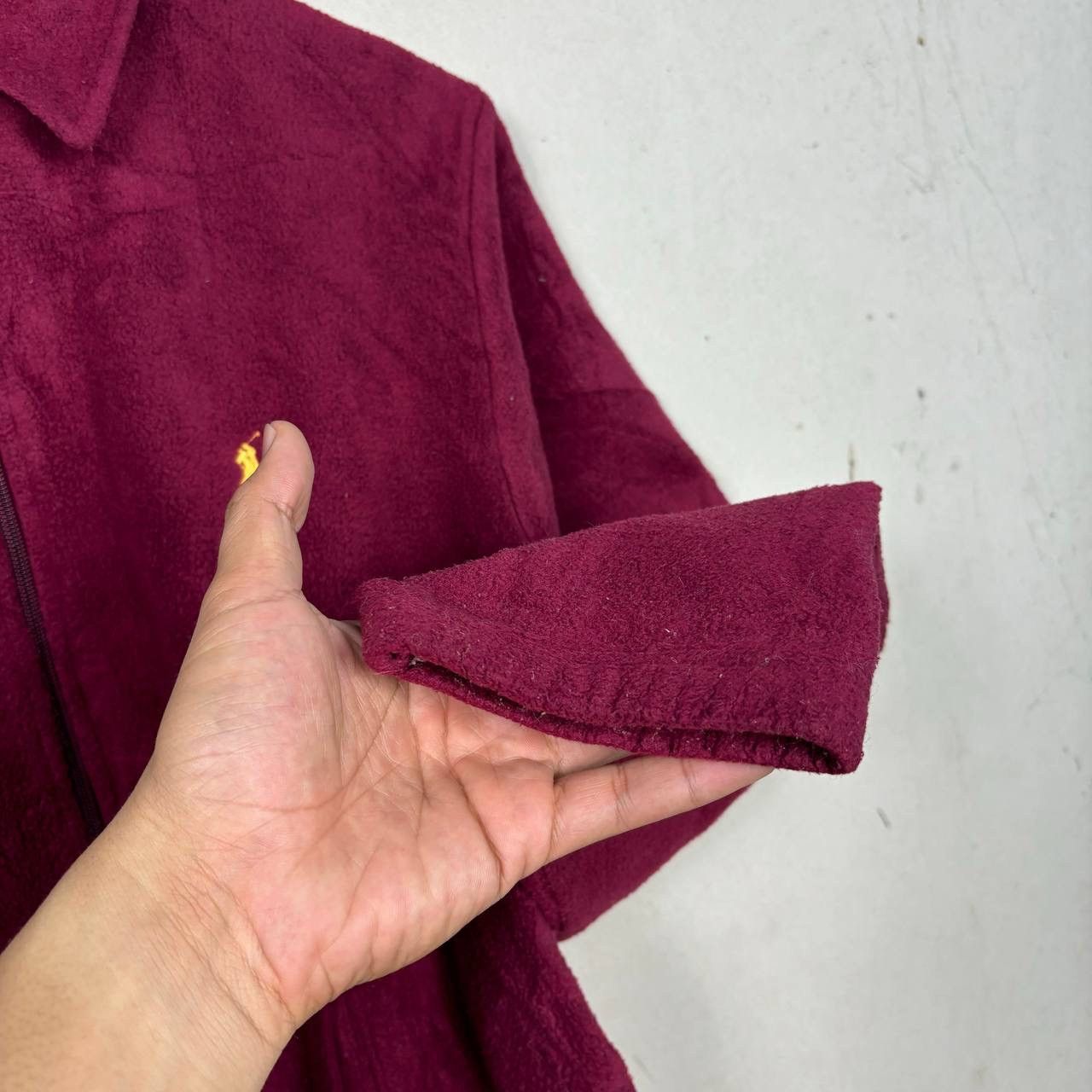 Polo Ralph Lauren Vintage Polo Ralph Lauren Burgundy Red Zip Up Fleece Jacket Size US L / EU 52-54 / 3 - 4 Thumbnail