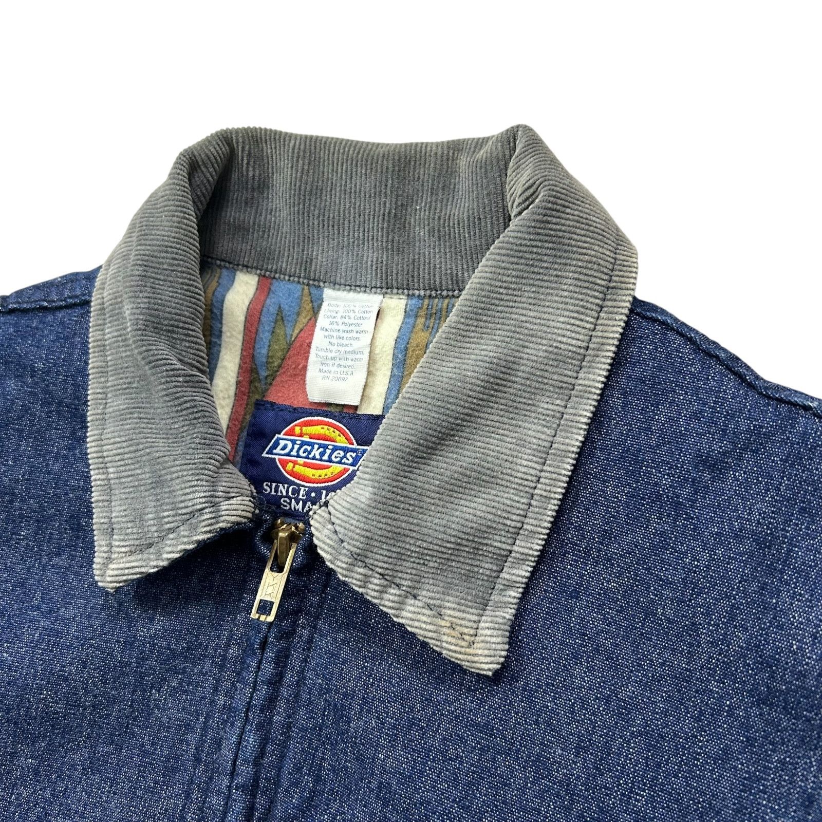 Dickies VTG 90s DICKIES DENIM WORK JACKET AZTEC NATIVE LINING Size US S / EU 44-46 / 1 - 7 Thumbnail