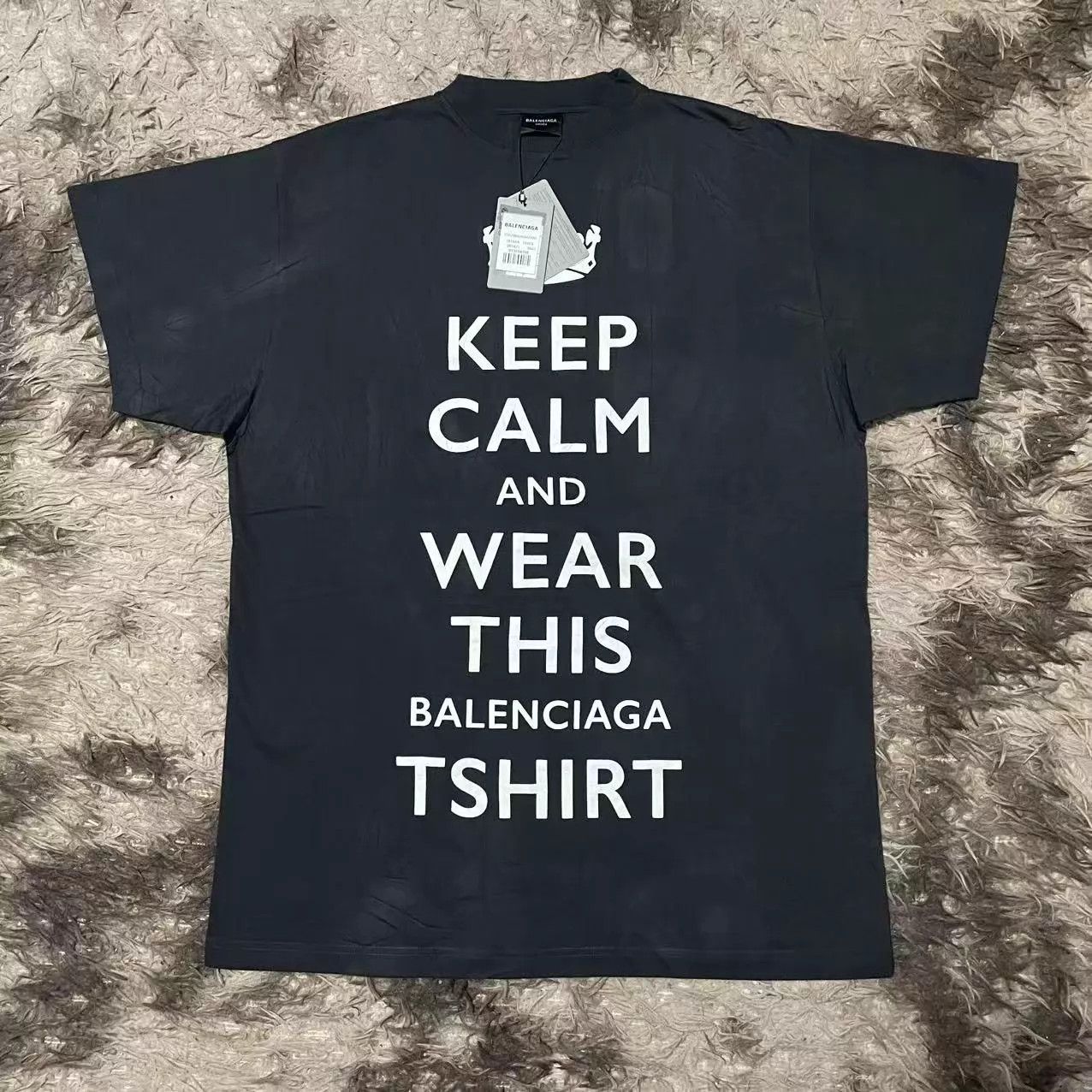 Balenciaga Balenciaga 2024 Keep Calm Black Short Sleeve Tee Size 1 Size S / US 4 / IT 40 - 1 Thumbnail