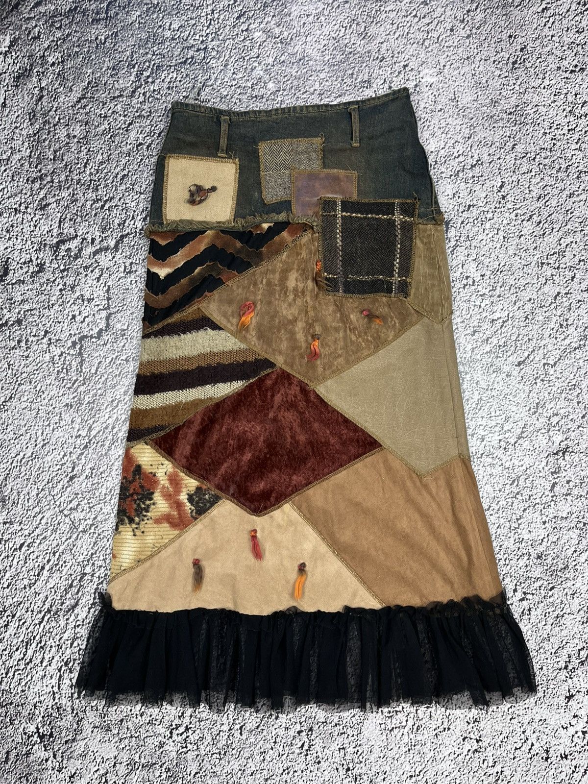 Vintage Vintage Avant Garde Reworked Patchwork Skirt Cop Copine Vibe Size 27" / US 4 / IT 40 - 5 Thumbnail
