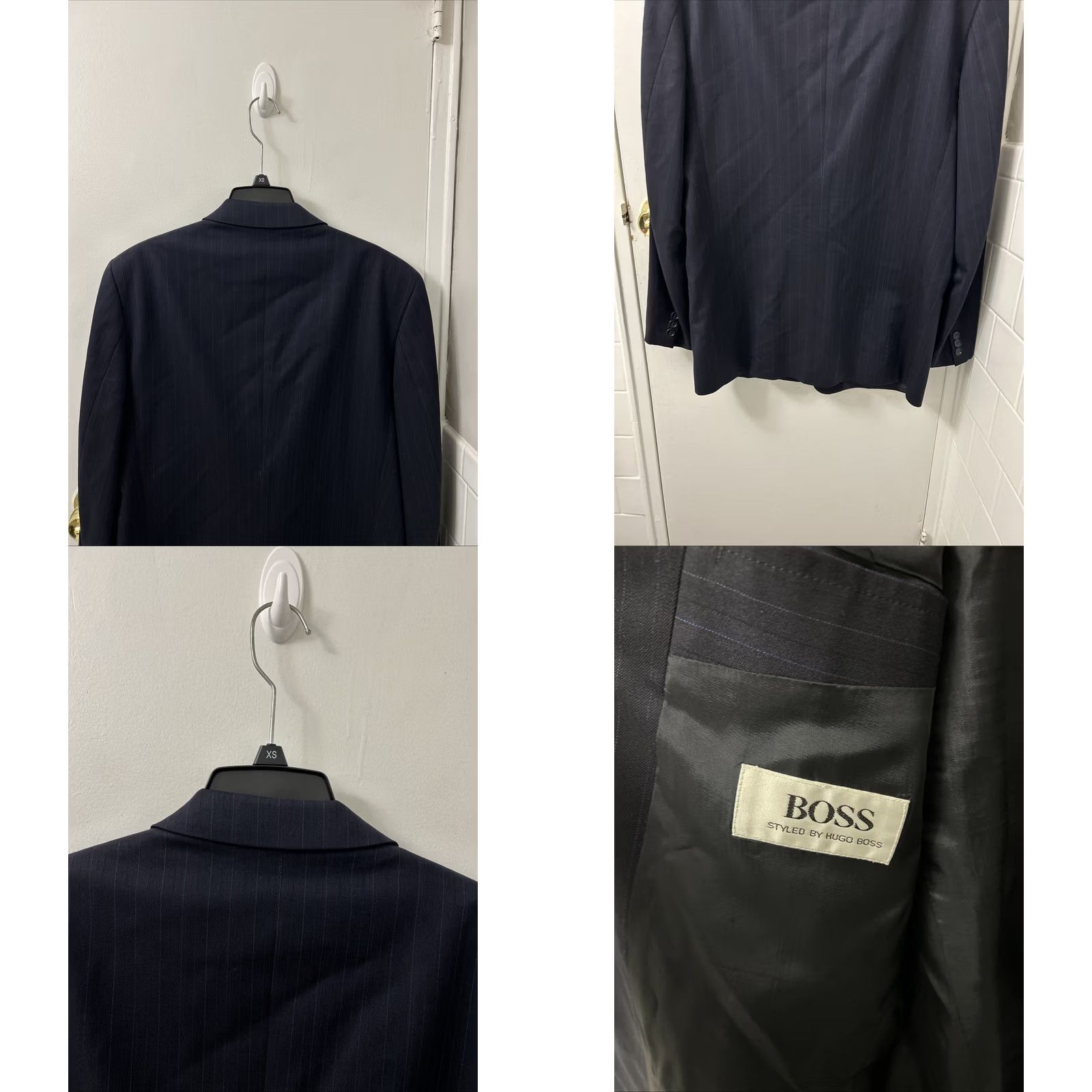 Hugo Boss VINTAGE Hugo Boss Blazer Mens Sz 46R Black Pinstripe Wool 2 Buttons Sport Coat Size 46R - 8 Thumbnail
