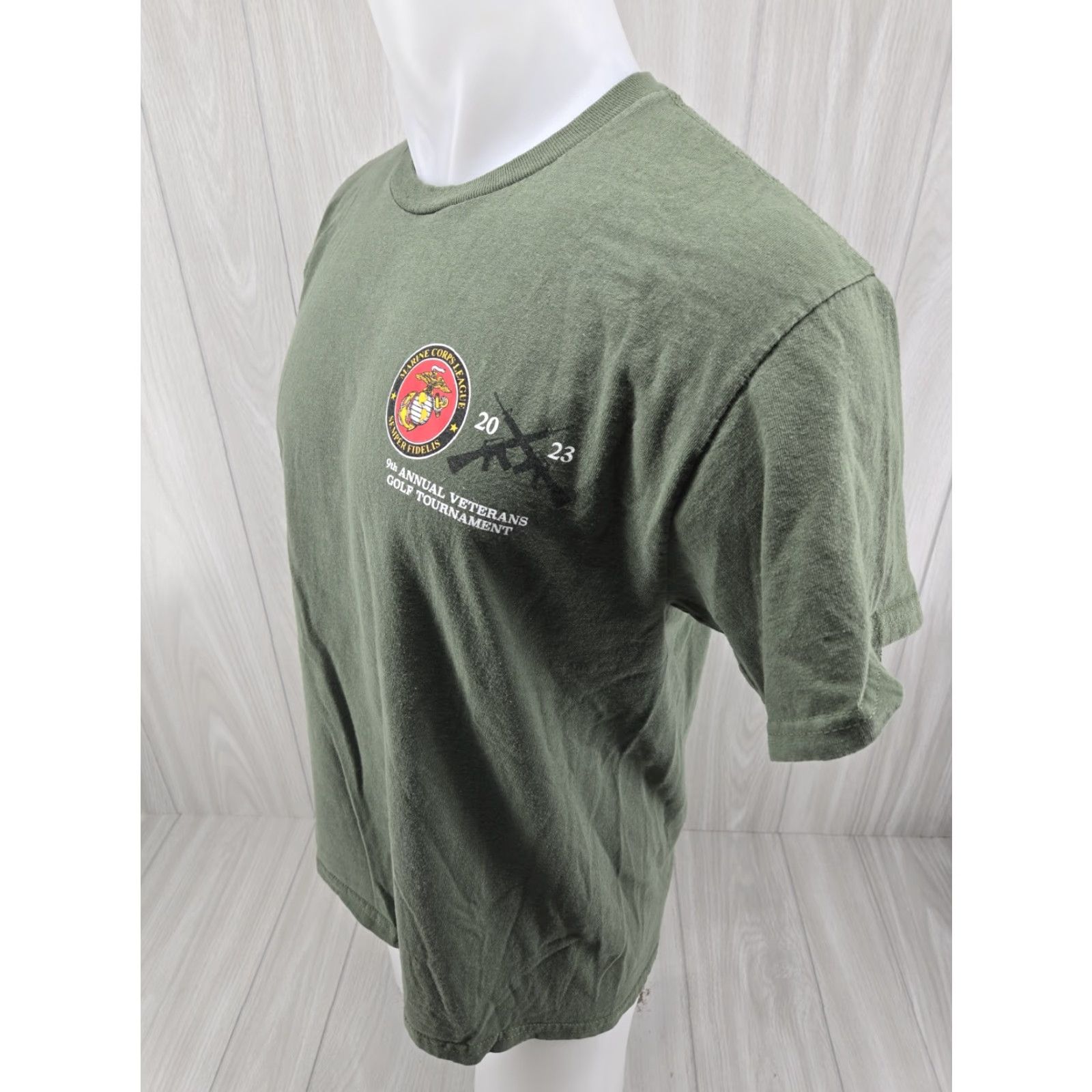 Gildan VINTAGE? No — 9th Veteran Golf Tournament Shirt Men Large Green 2023 Marine Corps League Shirt Polo Mens Golf 2023 Green L Size US L / EU 52-54 / 3 - 5 Thumbnail