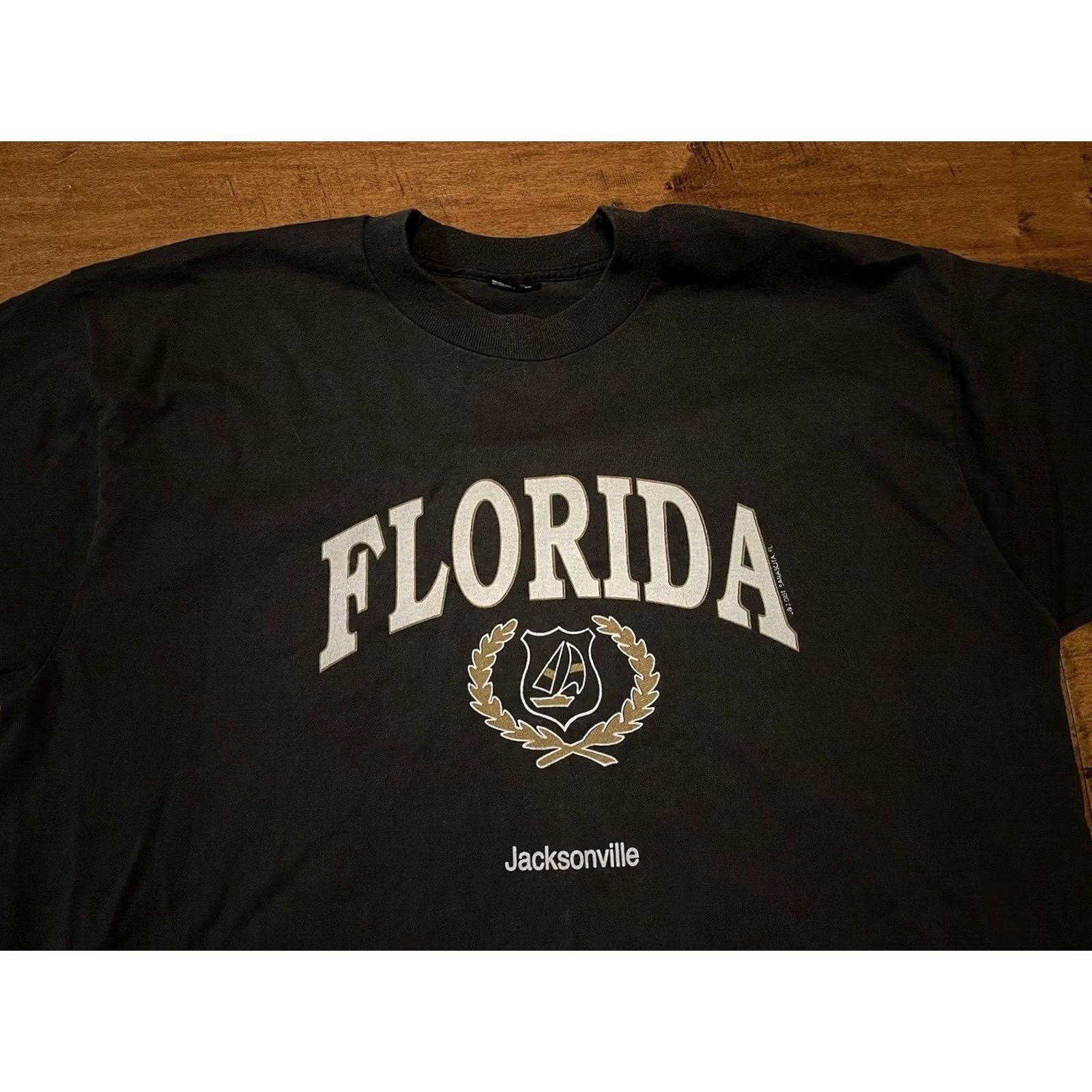 Fruit Of The Loom VINTAGE Jacksonville Florida City USA T-Shirt Single Stitch Black Men's XLarge Size US XL / EU 56 / 4 - 2 Thumbnail