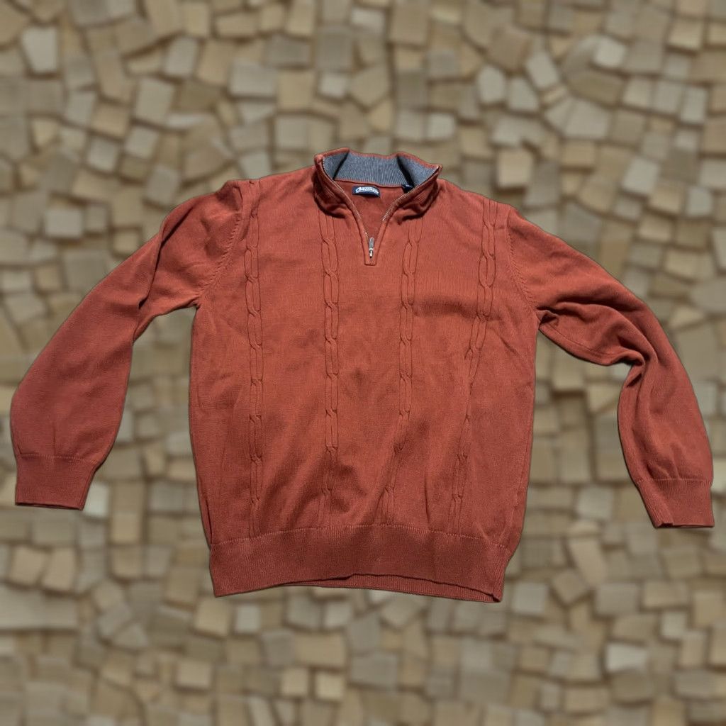 Vintage Consensus Sweater Men’s Size Medium Orange 1/4 Zip Pullover Long Sleeve Size US M / EU 48-50 / 2 - 1 Thumbnail