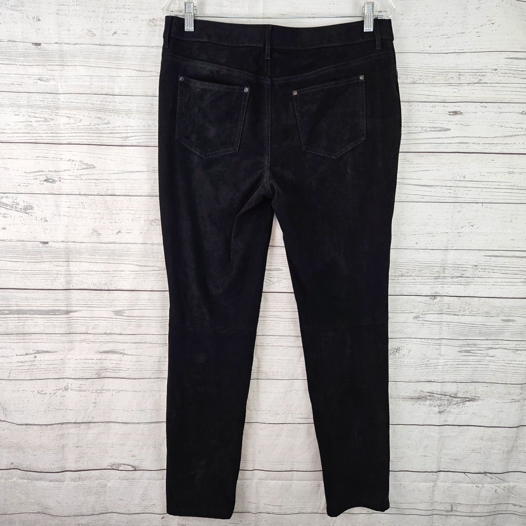 Vintage Chico's Womens Faux Suede Skinny Pants Sz 6 Black Mid Rise Pants Womens 6 Black Skinny Chicos's Size 28" / US 6 / IT 42 - 3 Thumbnail