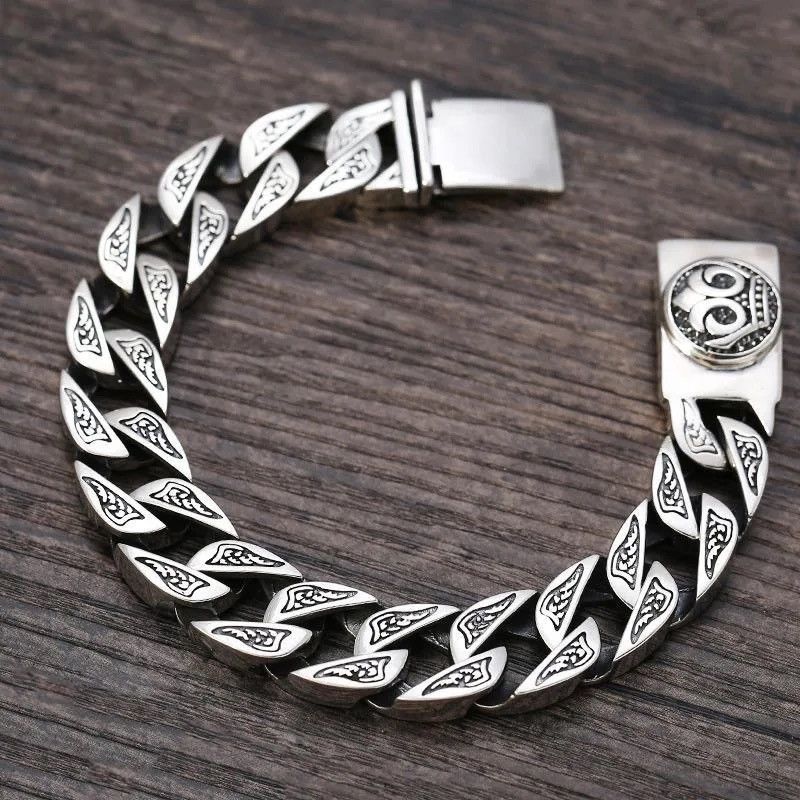 Jewelry S925 Silver Locomotive Latch Horsetail Woven Bracelet Size ONE SIZE - 4 Thumbnail