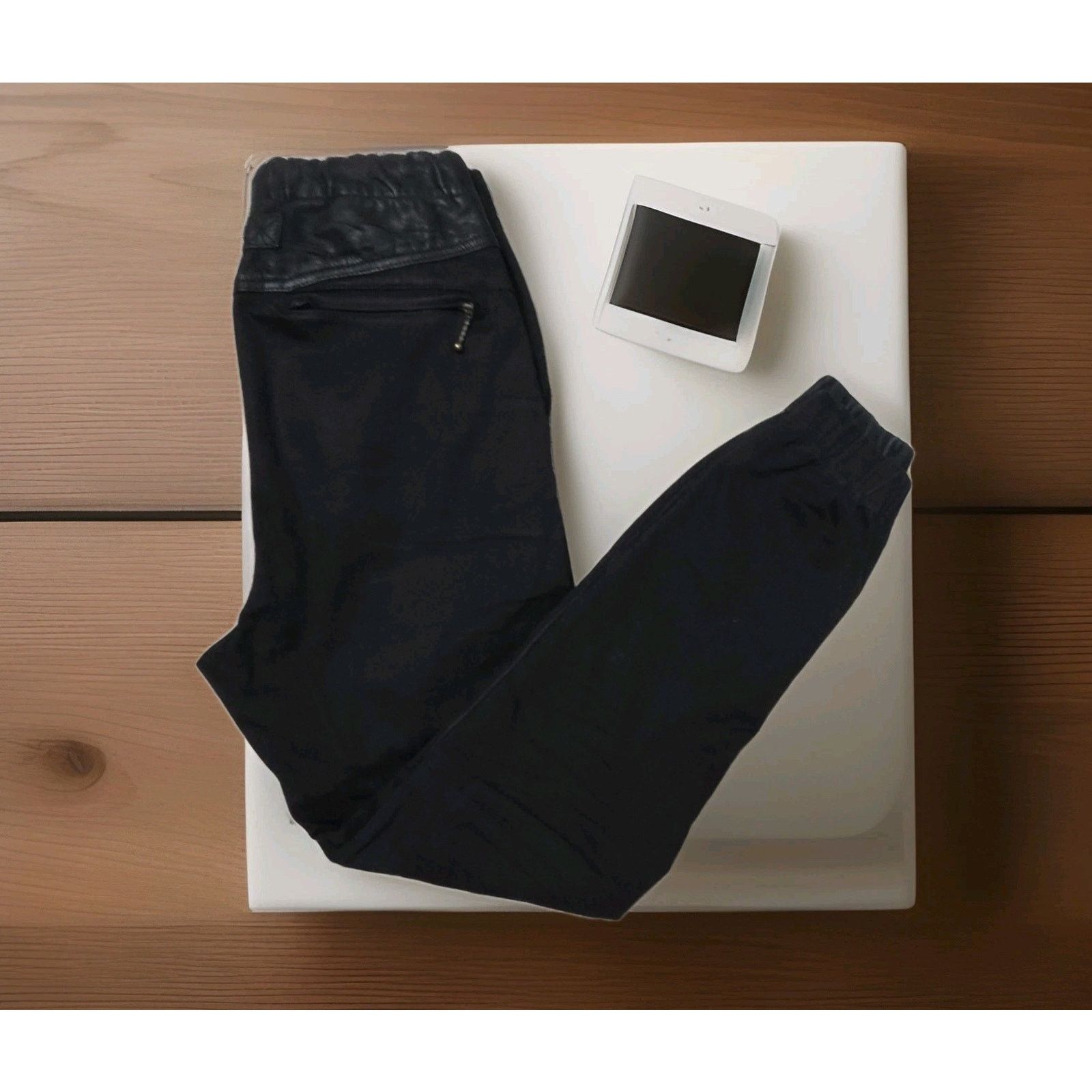 Zanerobe ZANEROBE Men's Black Leather Track Sureshot Jogger 30 $299 Size US 30 / EU 46 - 6 Thumbnail